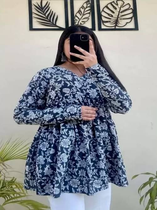     			GURU TEXTILE Women Rayon Printed A-line Kurti ( Blue )