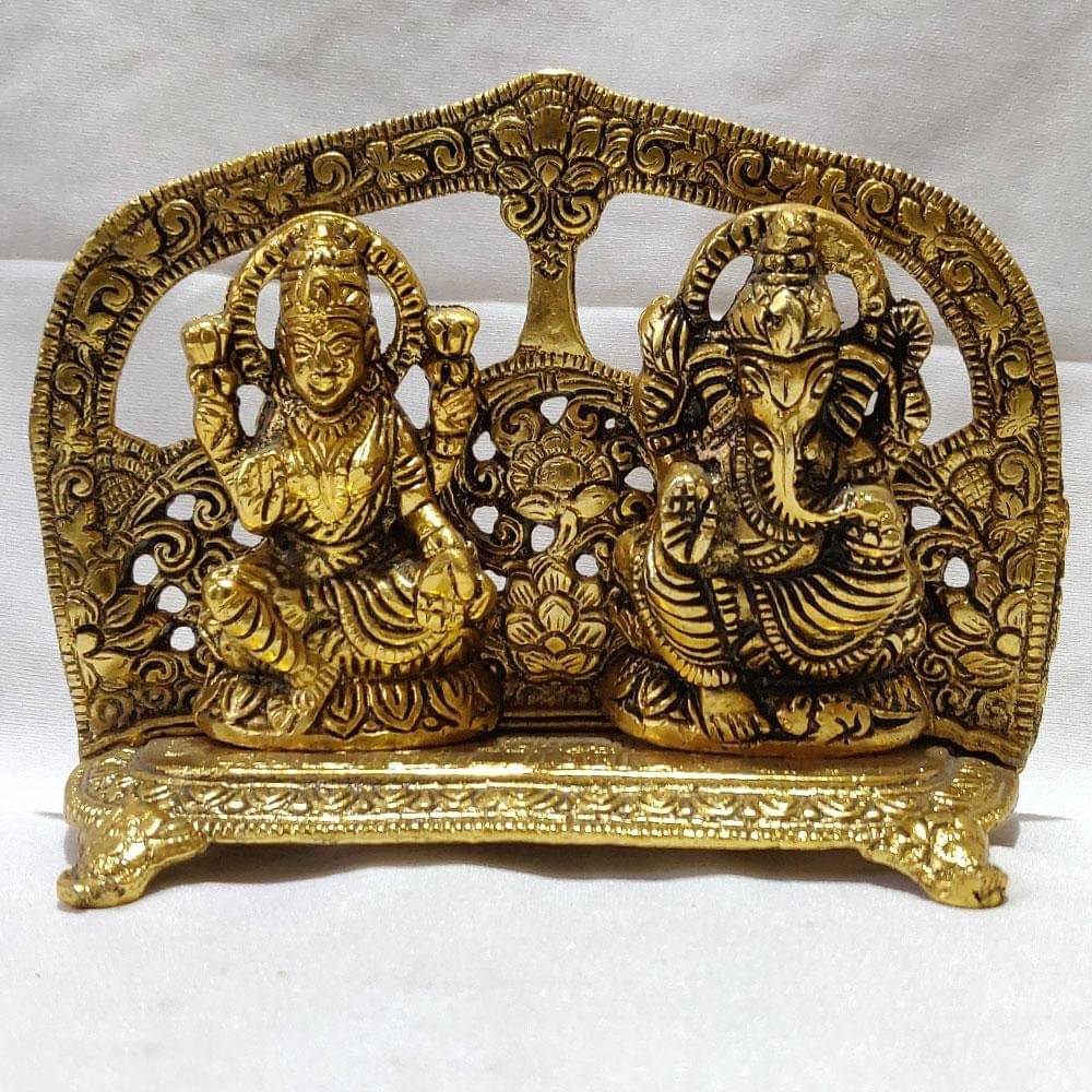     			Heaven Decor Aluminium Laxmi Ganesh Idol ( 4 cm )