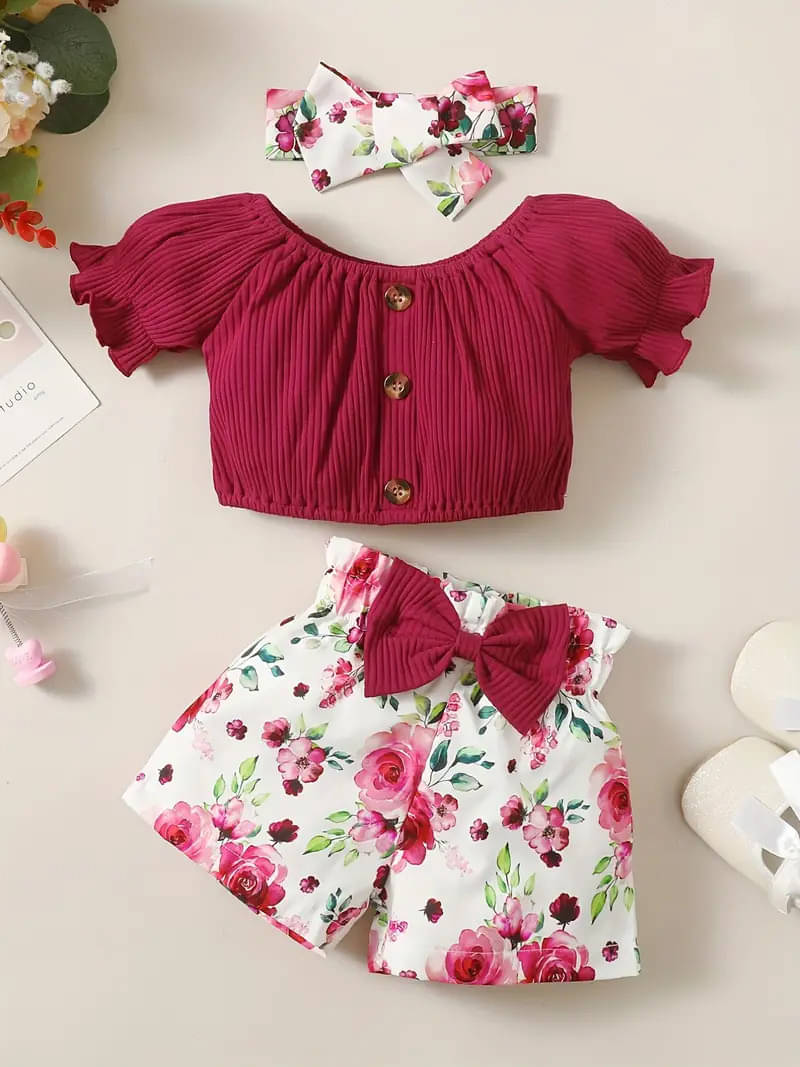 House Of Common Pack of 1 Girls Cotton Blend T-shirt & Shorts ( Maroon ) House Of Common Pack of 1 Girls Cotton Blend T-shirt & Shorts ( Maroon )