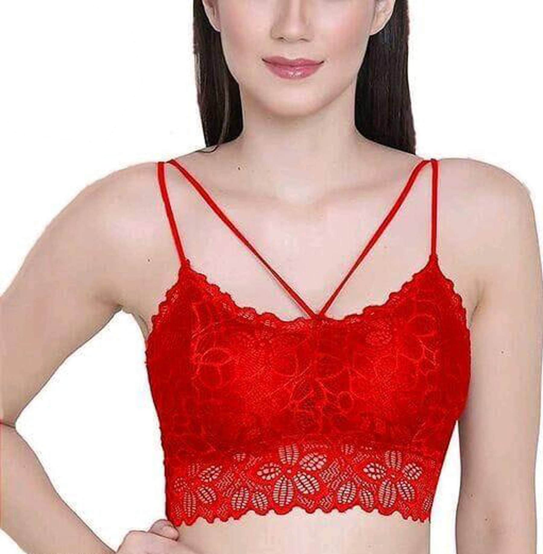 Kamini Pack of 1 Lace Lightly Padded Bralette Bra For Women ( Multicolor6 ) Kamini Pack of 1 Lace Lightly Padded Bralette Bra For Women ( Multicolor6 )