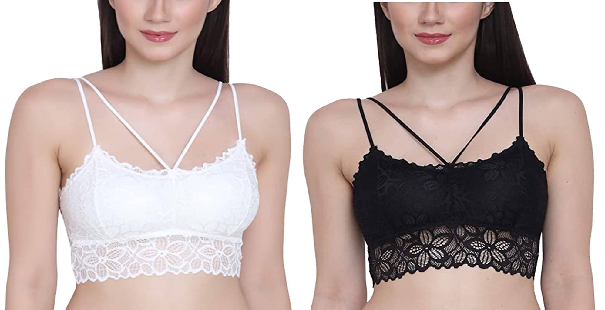Kamini Pack of 2 Lace Lightly Padded Bralette Bra For Women ( Multicolor11 ) Kamini Pack of 2 Lace Lightly Padded Bralette Bra For Women ( Multicolor11 )
