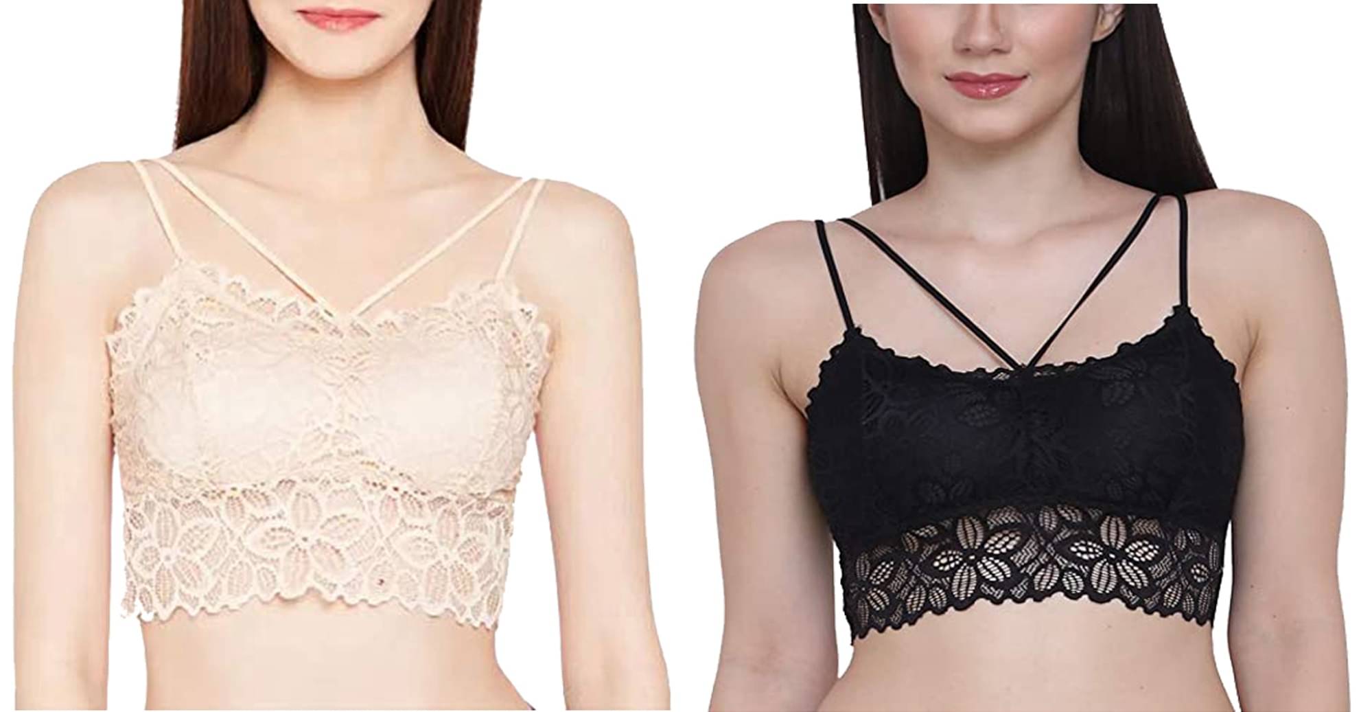 Kamini Pack of 2 Lace Lightly Padded Bralette Bra For Women ( Multicolor9 ) Kamini Pack of 2 Lace Lightly Padded Bralette Bra For Women ( Multicolor9 )