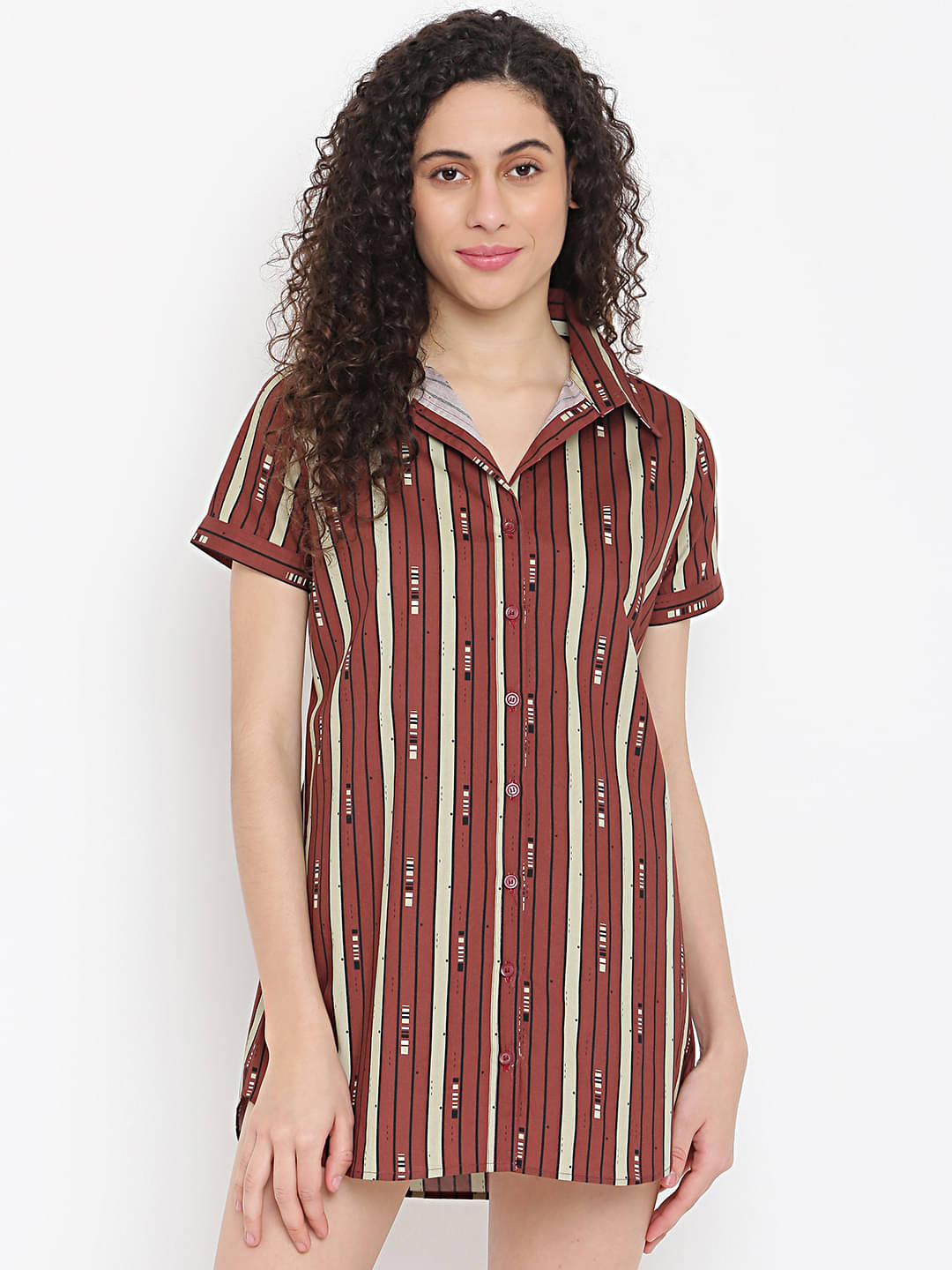     			La Intimo Brown Modal Women's Nightwear Night Shirts ( Pack of 1 )