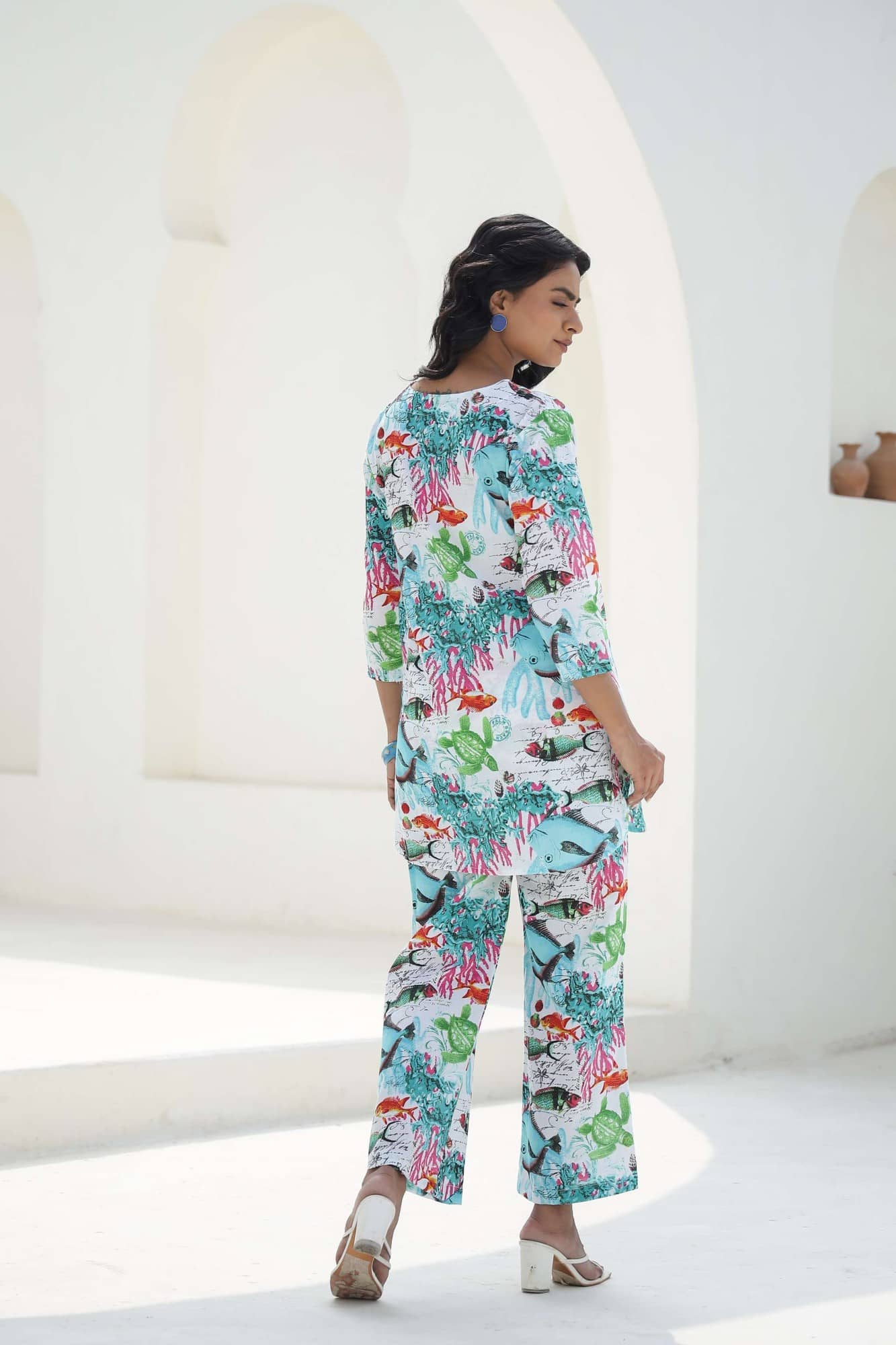 Label Flavia Women Printed Shirt With Trousers Co-Ord Set ( Multicolor )