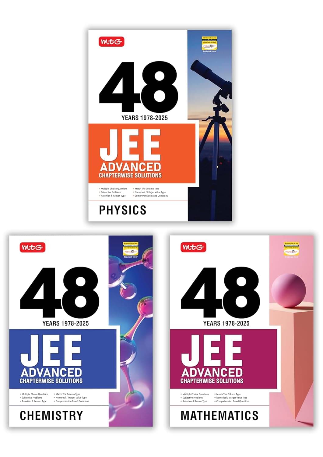 MTG 48 Years JEE Advanced (2025-1978) Chapter-wise Previous Years Solved Papers Physics Chemistry & Mathematics (Set of 3 Book) | JEE Advanced PYQ Question Bank For 2026 Exam MTG 48 Years JEE Advanced (2025-1978) Chapter-wise Previous Years Solved Papers Physics Chemistry & Mathematics (Set of 3 Book) | JEE Advanced PYQ Question Bank For 2026 Exam