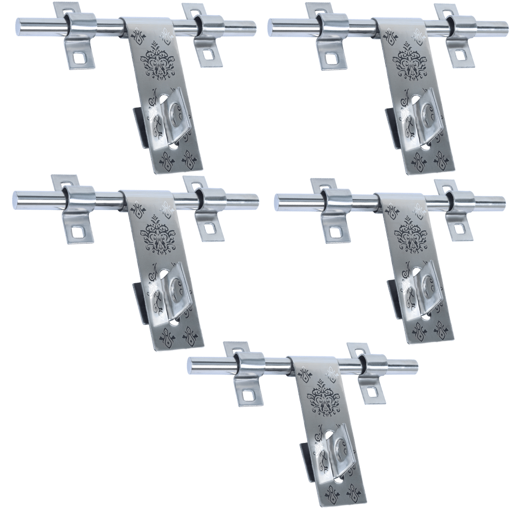     			Malaikah 2004 Durable Door Fitting Aldrop - 8 Inch x 14mm Rod Thickness, SS Finish - Pack of 5