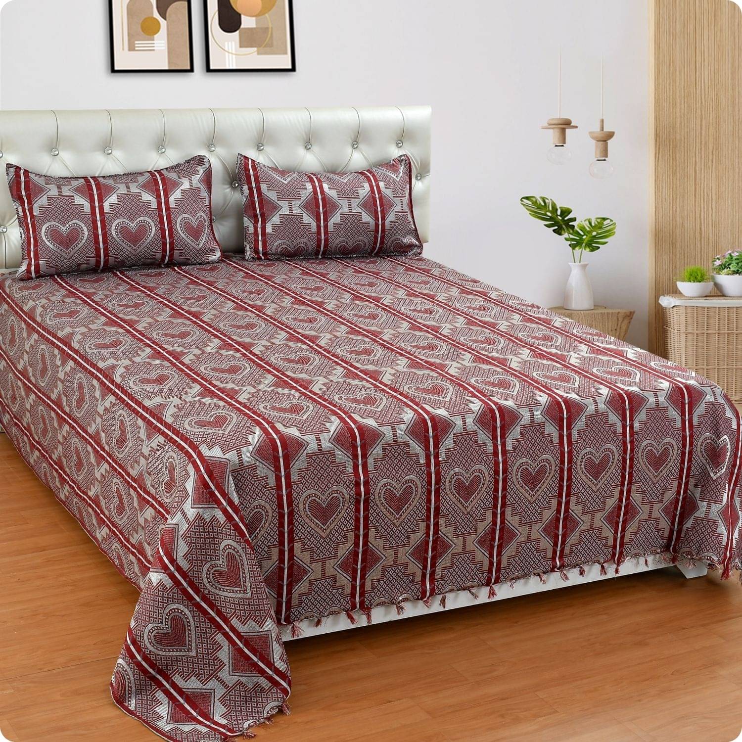 Mithan Silk 1 Double Bedsheet with 2 Pillow Covers ( Red ) Mithan Silk 1 Double Bedsheet with 2 Pillow Covers ( Red )