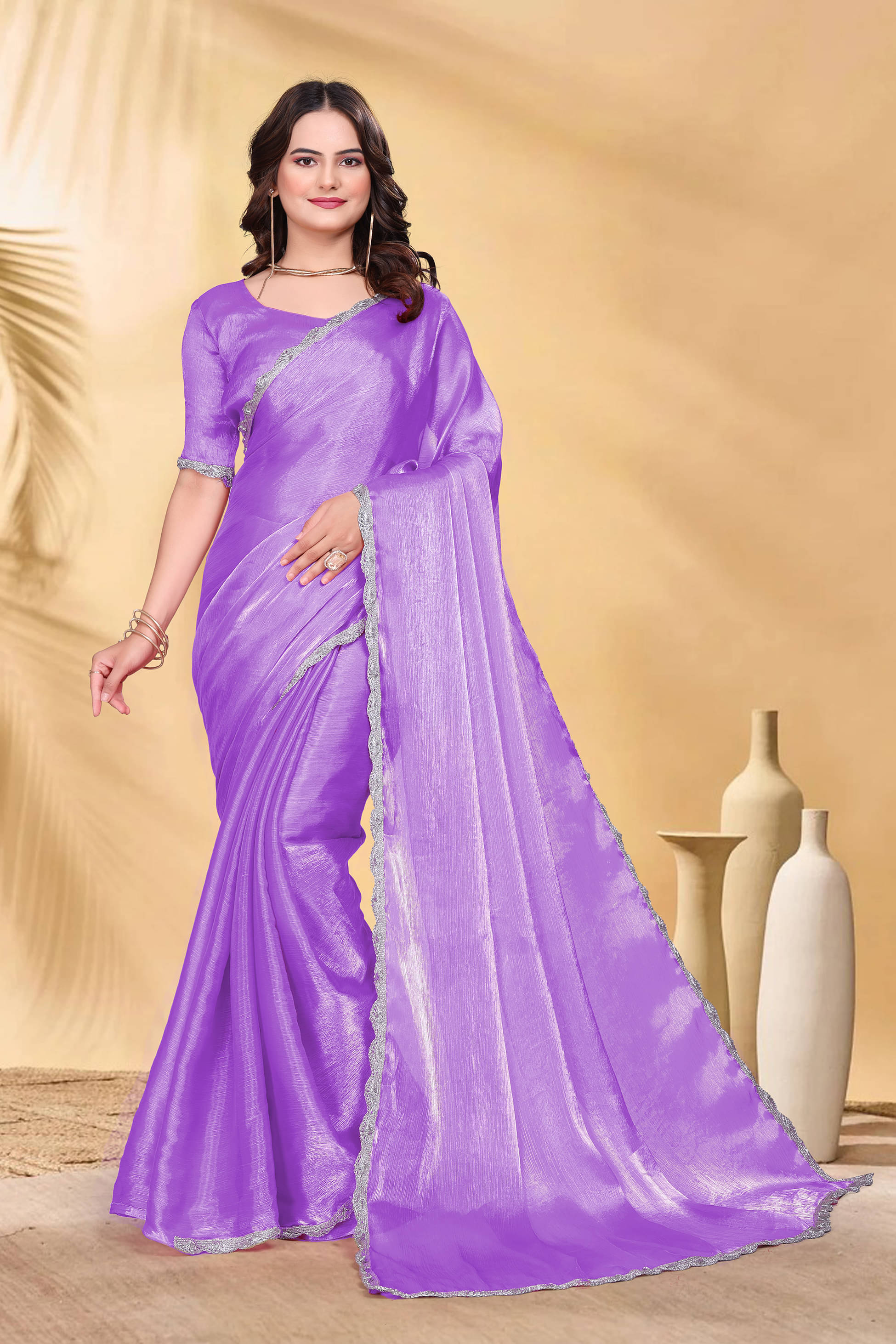 PATBRO Zimmy Choo Solid Saree With Unstitched Blouse Piece ( Lavender ) PATBRO Zimmy Choo Solid Saree With Unstitched Blouse Piece ( Lavender )