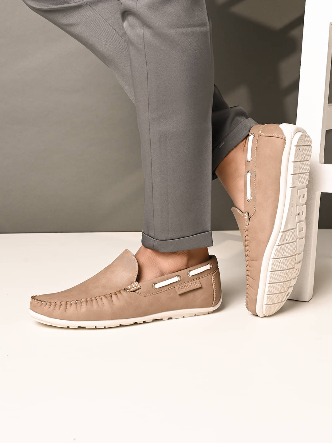    			Prolific CM10646 Beige Men's Slip-on Shoes