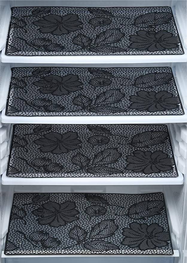Revexo PVC Floral Fridge Mats ( 40 30 ) Pack of 4 - Multicolor Revexo PVC Floral Fridge Mats ( 40 30 ) Pack of 4 - Multicolor