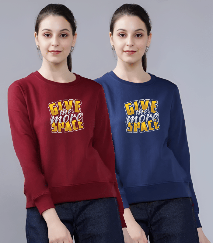 Reya Cotton Blend Women's Non Hooded Sweatshirt ( Multicolor 2 ) Reya Cotton Blend Women's Non Hooded Sweatshirt ( Multicolor 2 )