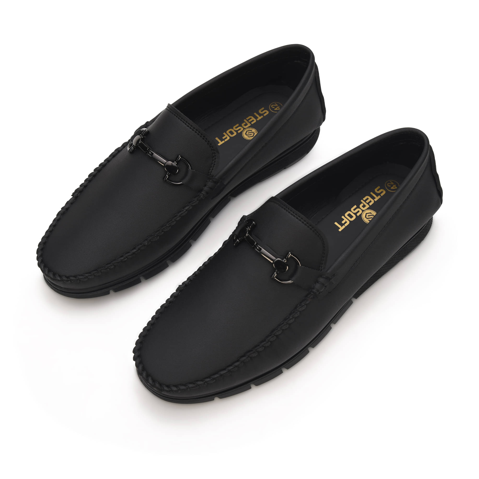     			STEPSOFT Black Men's Horsebit