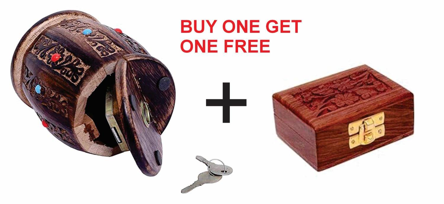     			SWH Wood Brown Piggy Bank ( Pack of 2 )