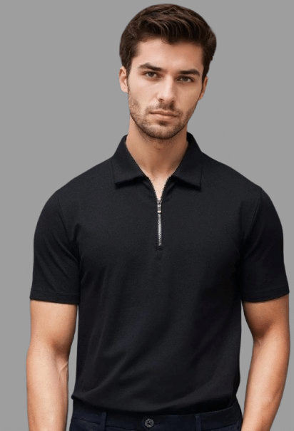 THAWE PARIDHAN Men Cotton Blend Regular Fit Solid Polo T Shirt ( Black ) THAWE PARIDHAN Men Cotton Blend Regular Fit Solid Polo T Shirt ( Black )