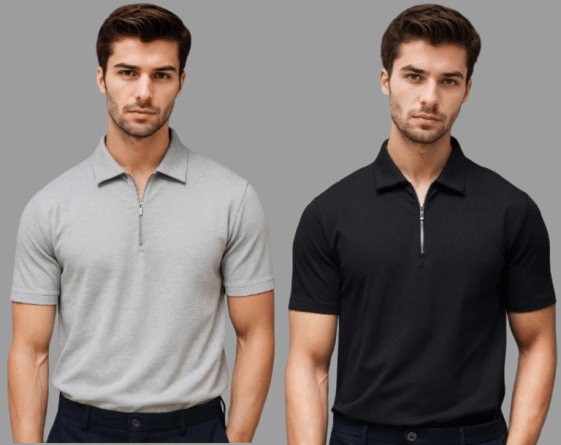 THAWE PARIDHAN Men Cotton Blend Regular Fit Solid Polo T Shirt ( Multicolor )     			THAWE PARIDHAN Men Cotton Blend Regular Fit Solid Polo T Shirt ( Multicolor )