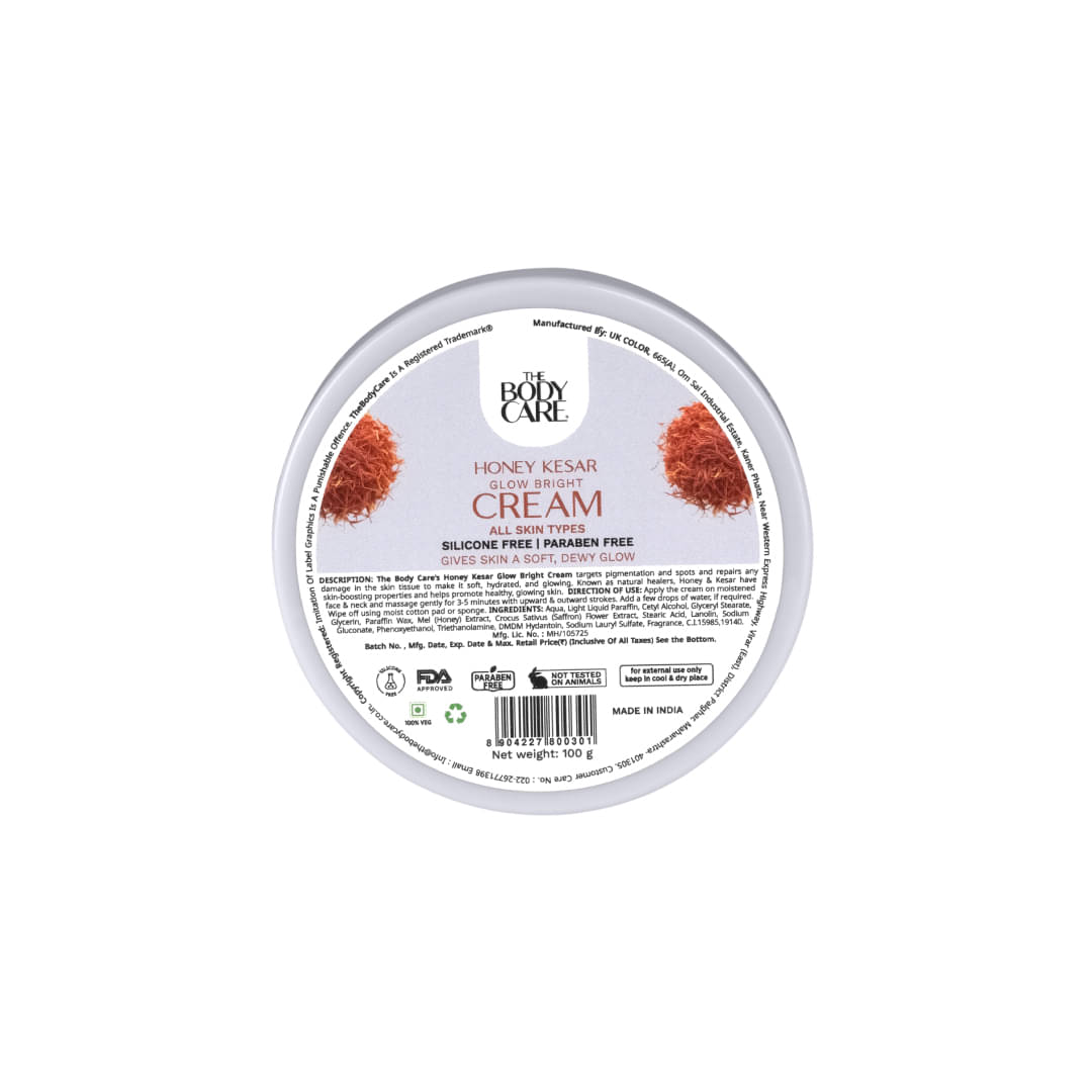     			The Body Care Honey Kesar Glow Bright Cream For All Skin Type ( 500g)