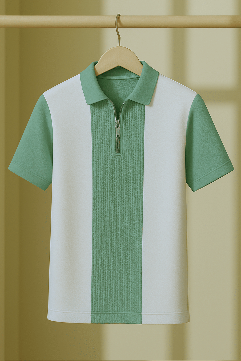     			Try This Men Cotton Blend Regular Fit Popcorn Textured Polo T Shirt ( Light Green )