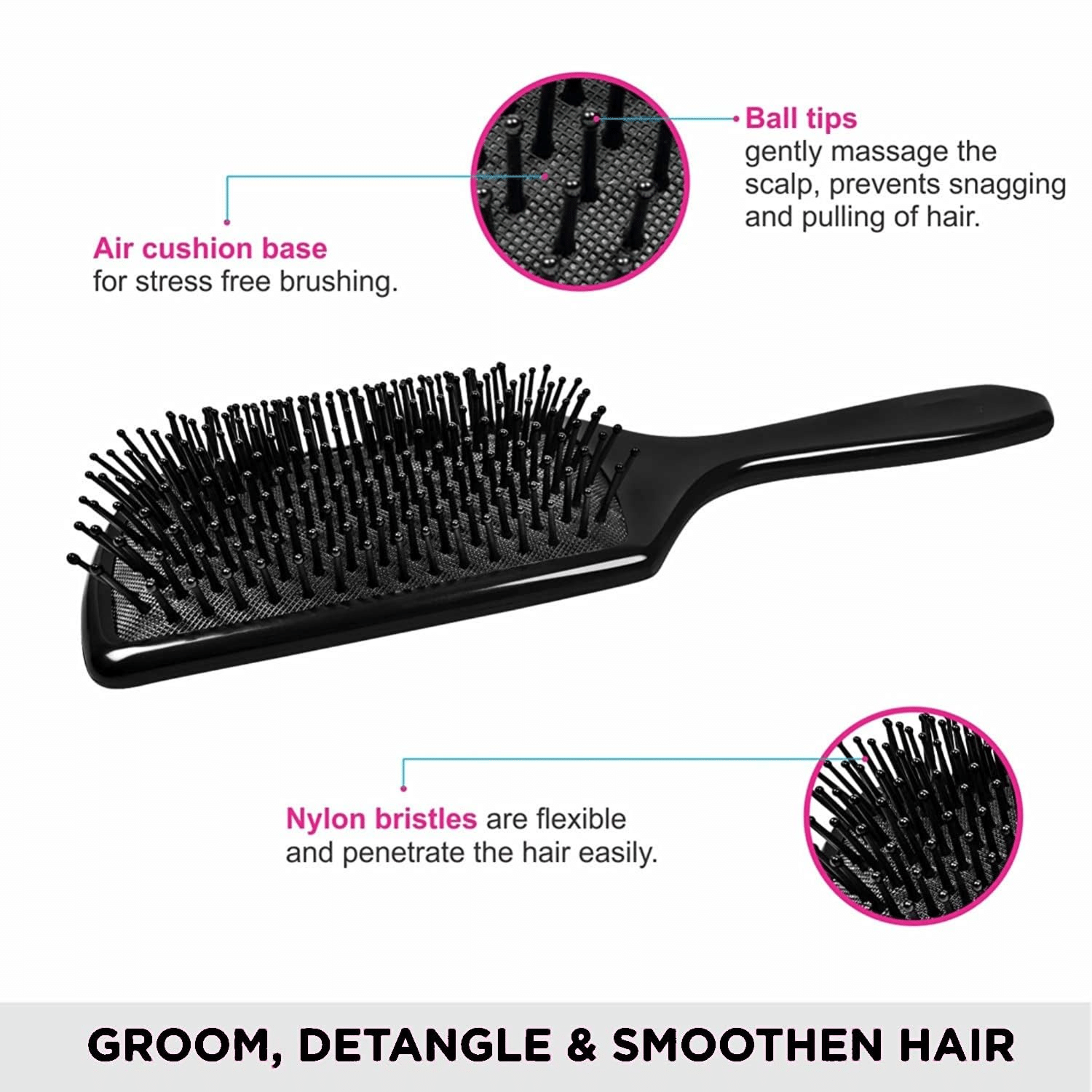     			VAGONS Flat Brush For All Hair Types ( Pack of 1 )