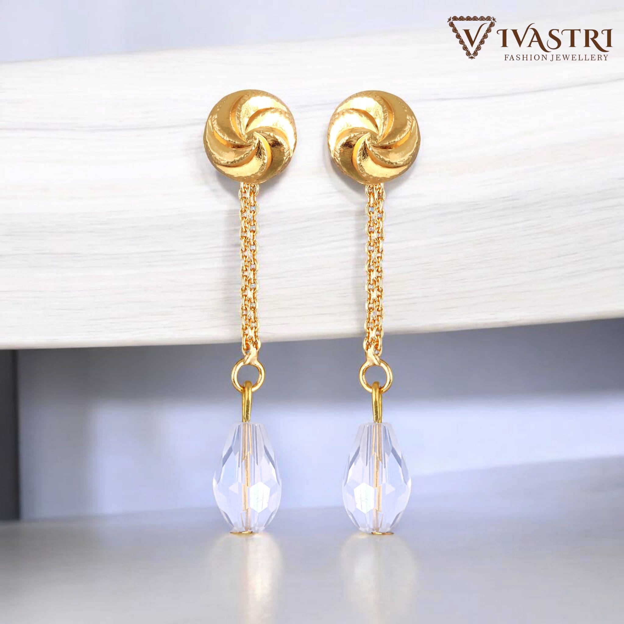     			VIVASTRI Golden Drop Earrings ( Pack of 1 )