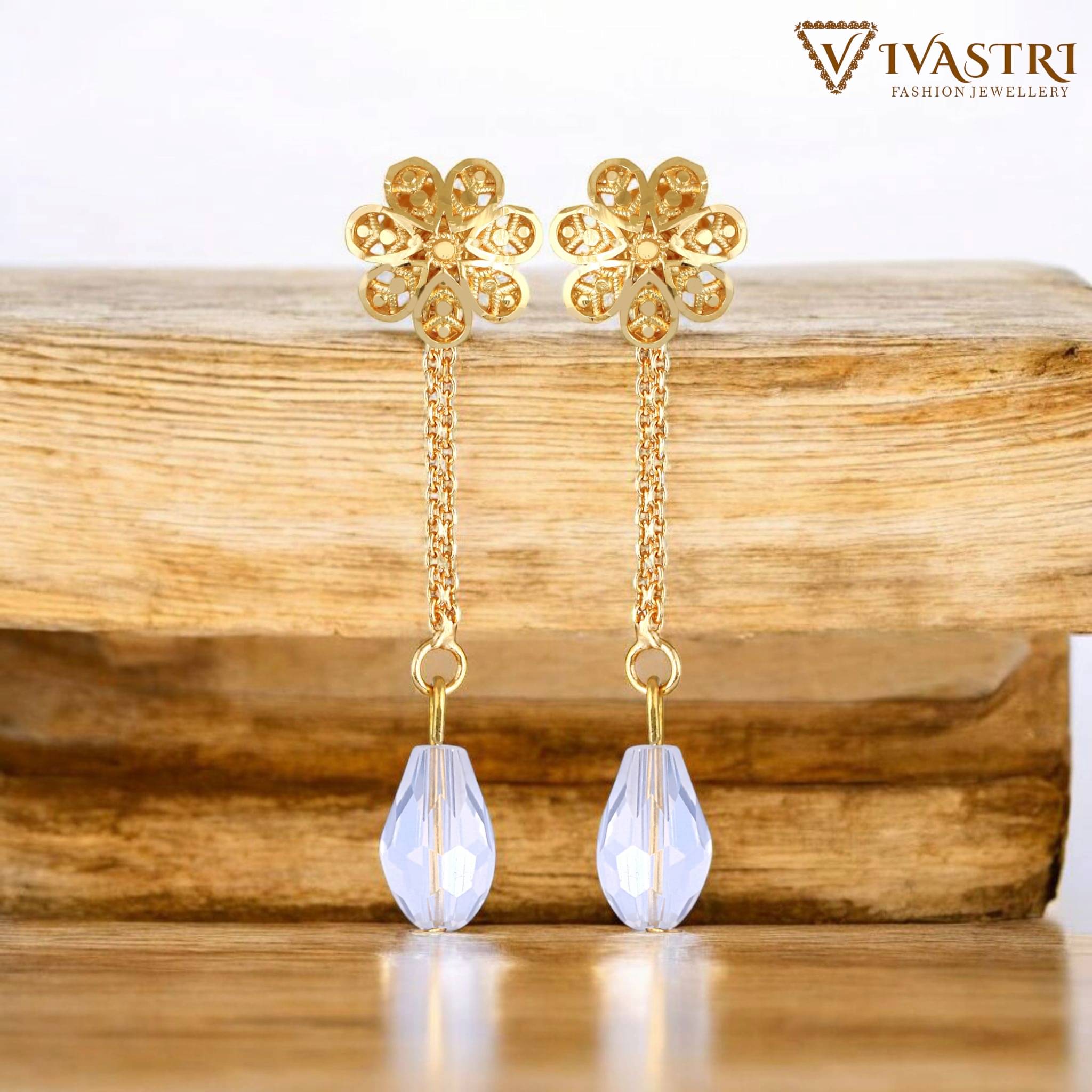     			VIVASTRI Golden Drop Earrings ( Pack of 1 )