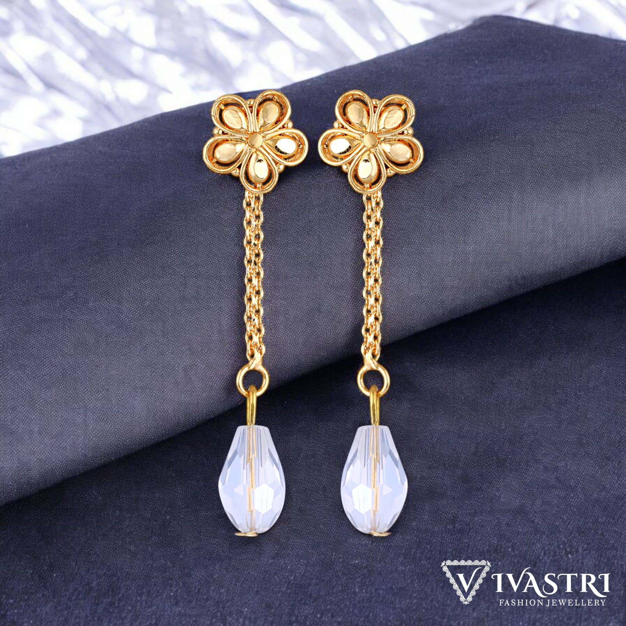 VIVASTRI Golden Drop Earrings ( Pack of 1 ) - Earrings | Buy online on ZillyBuy