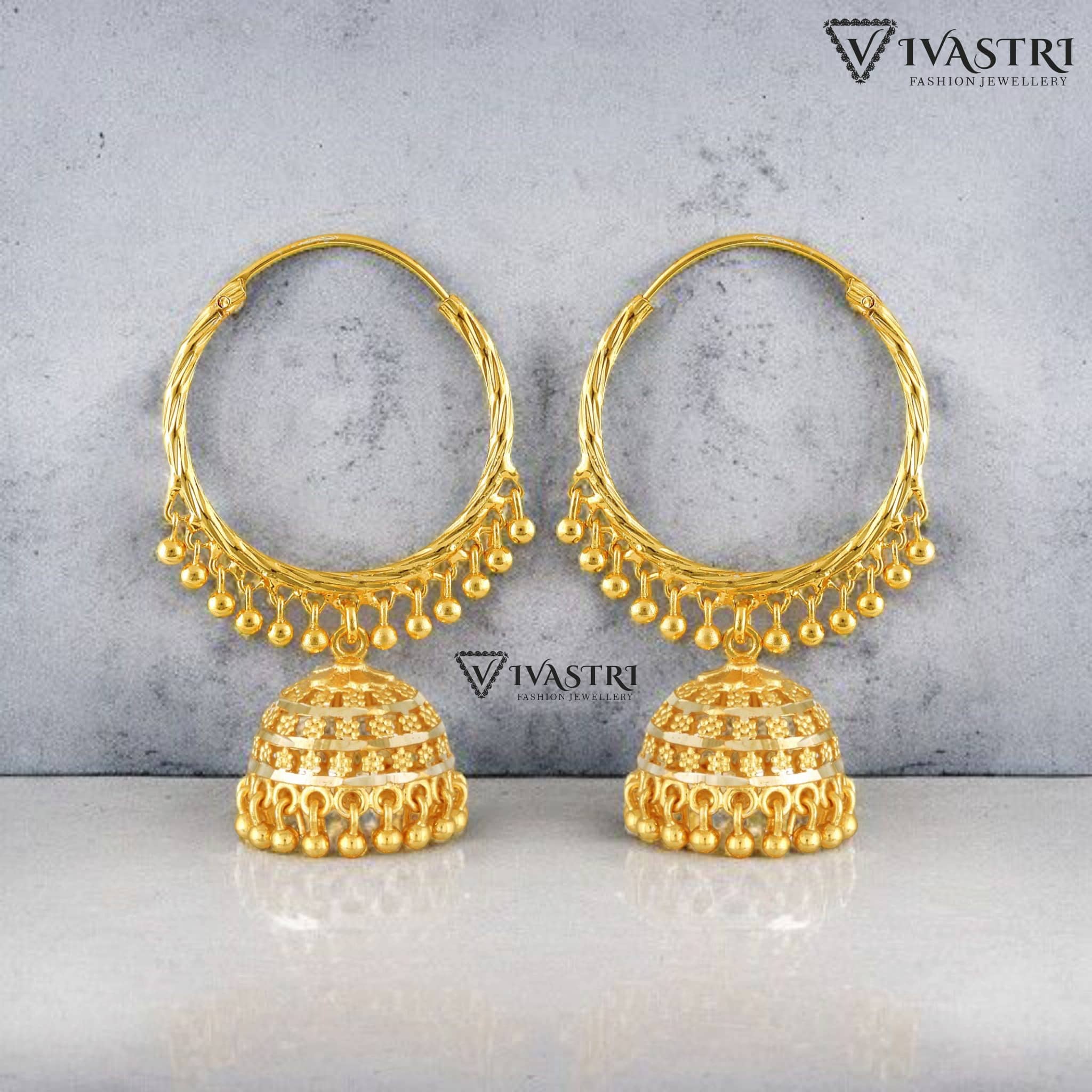 VIVASTRI Golden Jhumki Earrings ( Pack of 1 ) - Earrings | Buy online on ZillyBuy