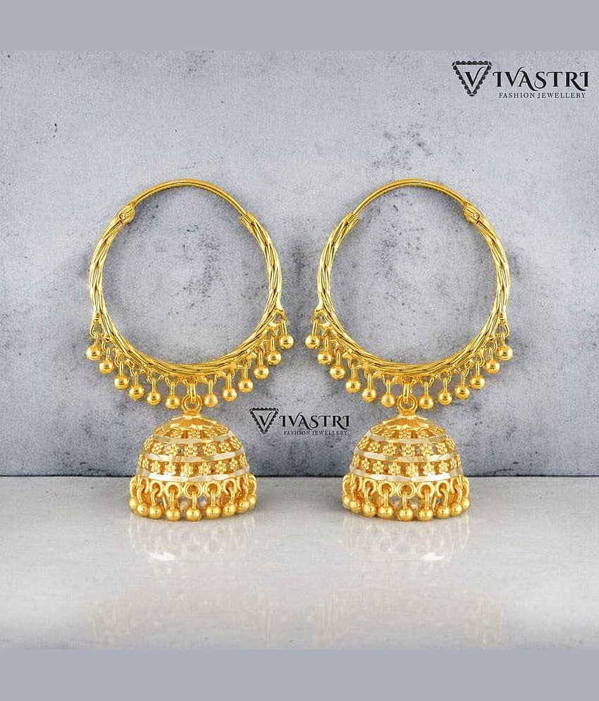 VIVASTRI Golden Jhumki Earrings ( Pack of 1 ) - Earrings | Buy online on ZillyBuy