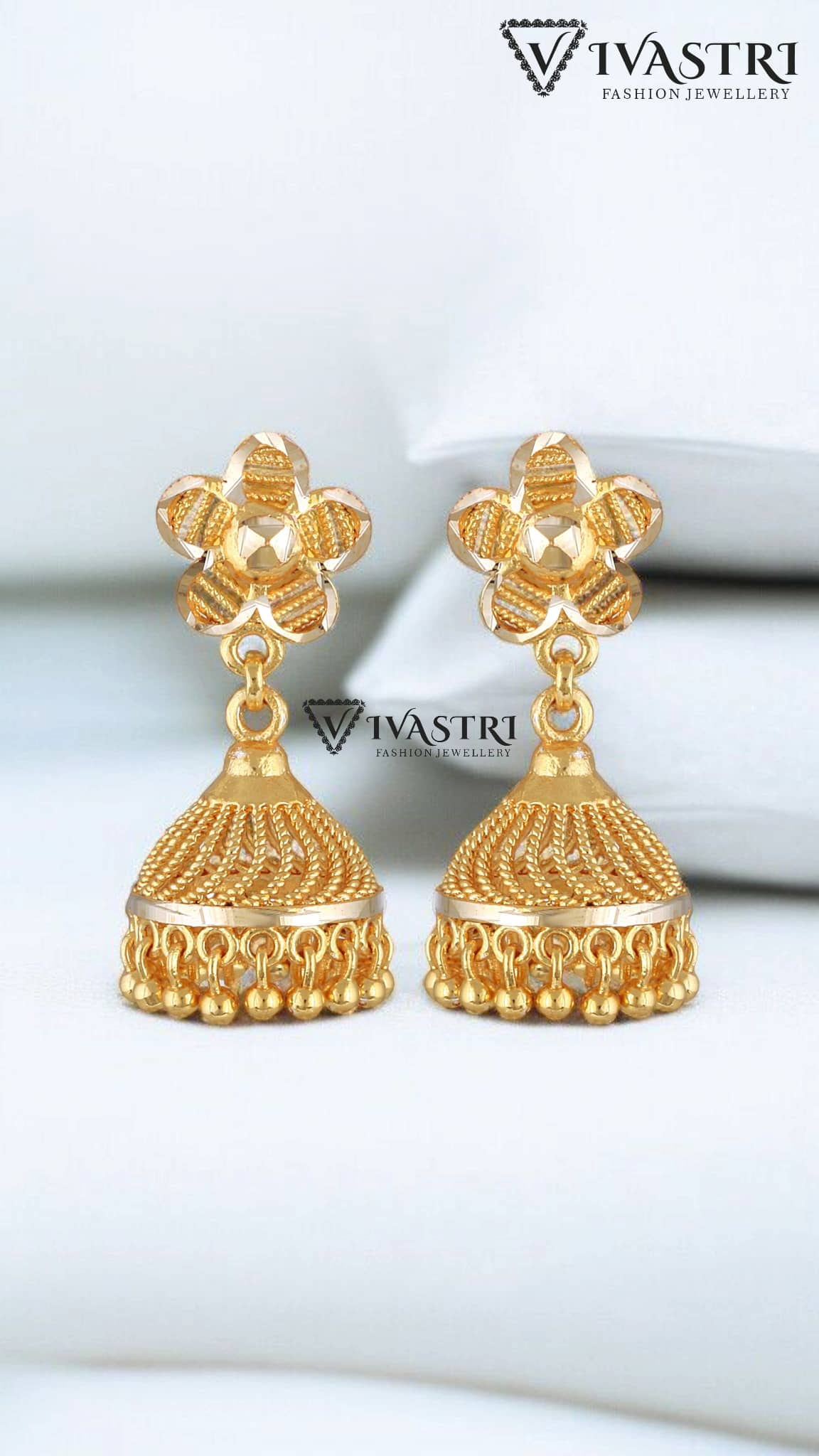 VIVASTRI Golden Jhumki Earrings ( Pack of 1 ) - Earrings | Buy online on ZillyBuy