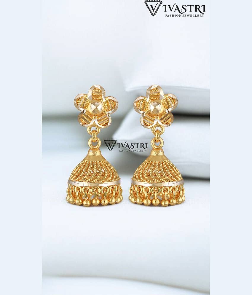 VIVASTRI Golden Jhumki Earrings ( Pack of 1 ) - Earrings | Buy online on ZillyBuy