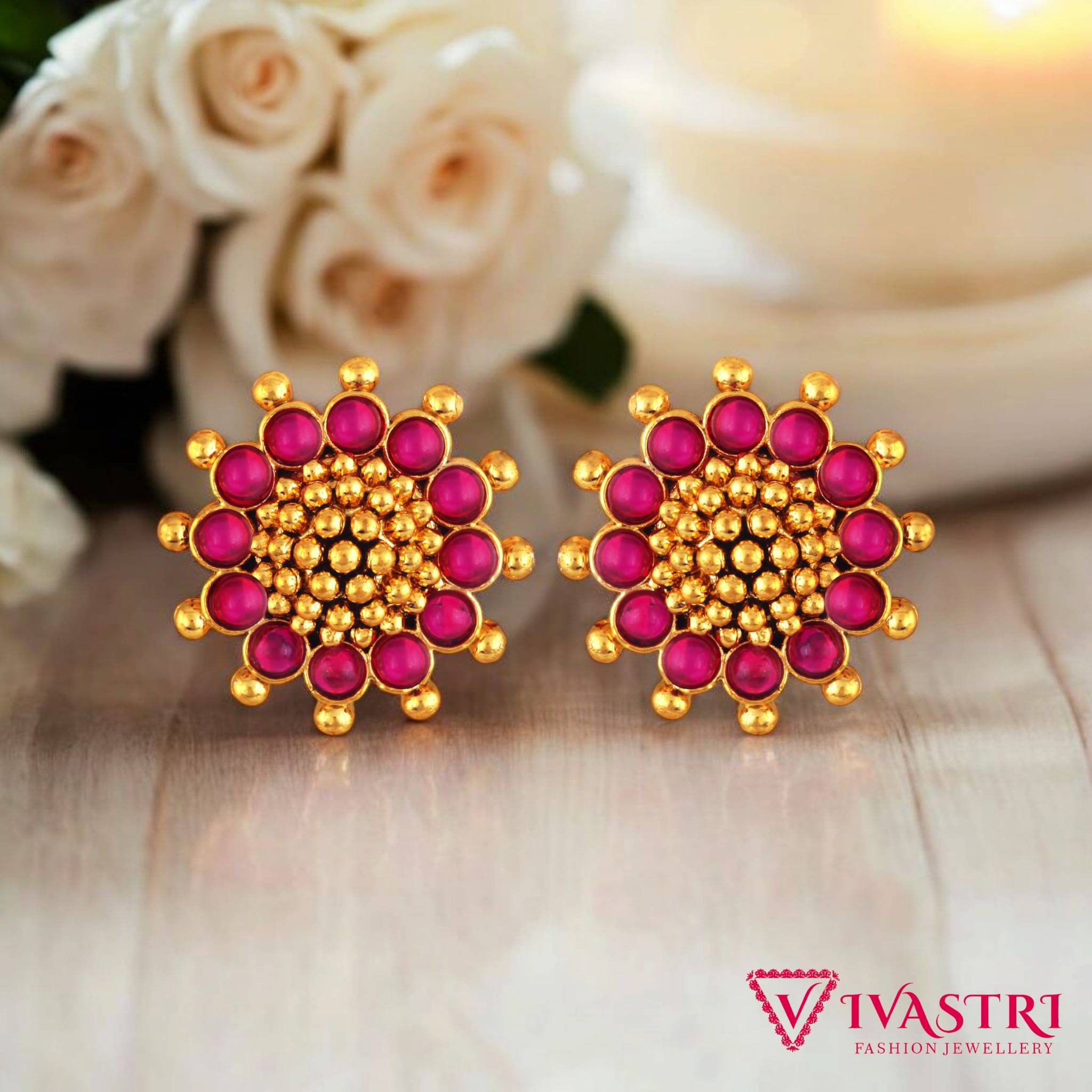     			VIVASTRI Golden Stud Earrings ( Pack of 1 )