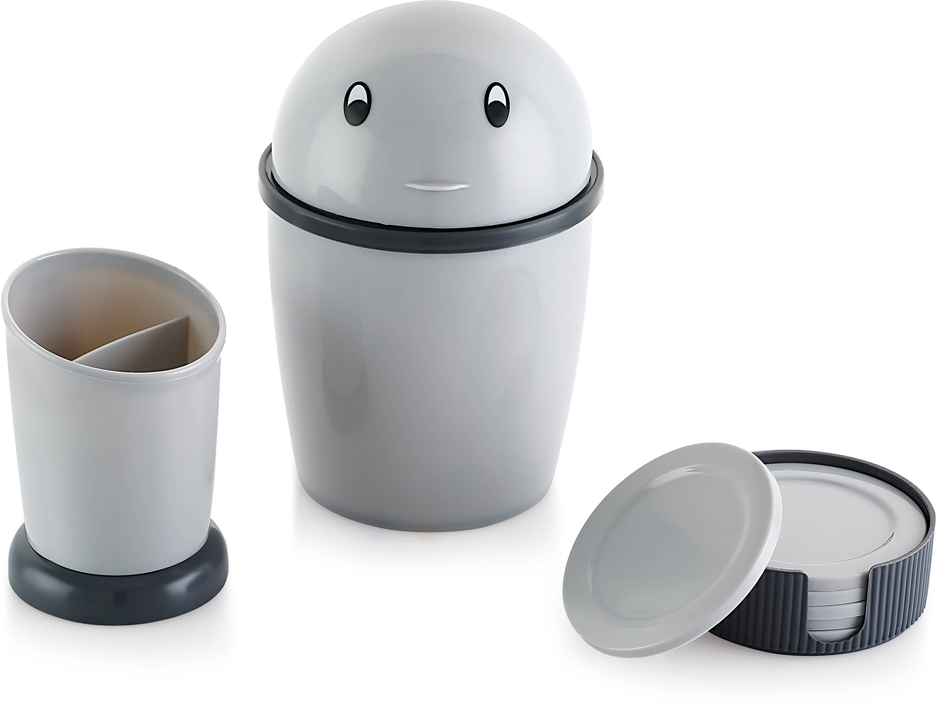     			YUIOP - TIDY Office BIN Combo Set - MINI Bin, Coaster Set, Multi Use Stand