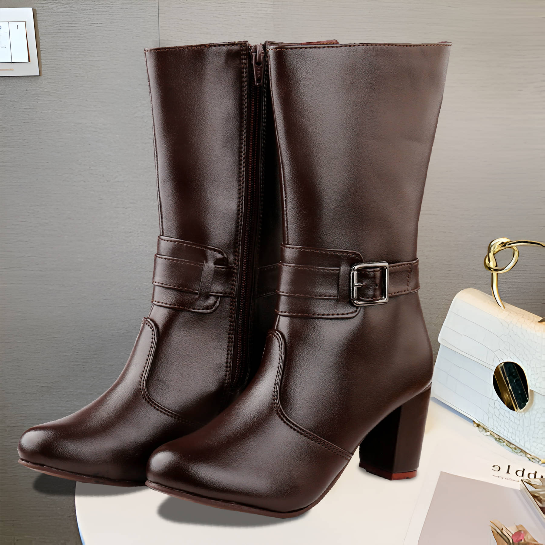     			YUVRATO BAXI Brown Women's Ankle Length Boots