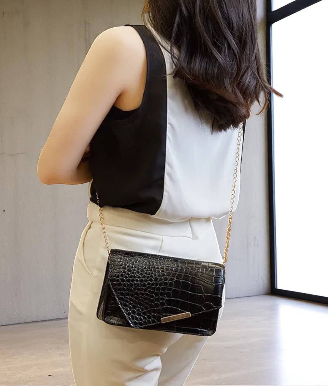     			gufrina Sling Bag PU Set of 1 ( Black )