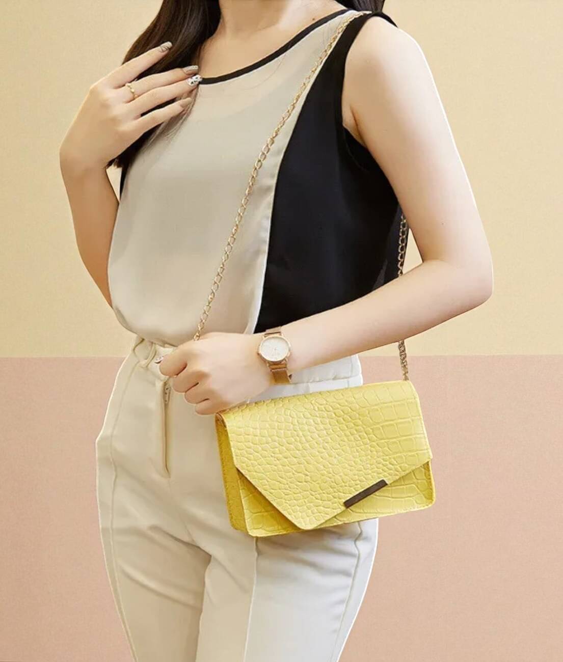     			gufrina Sling Bag PU Set of 1 ( Yellow )