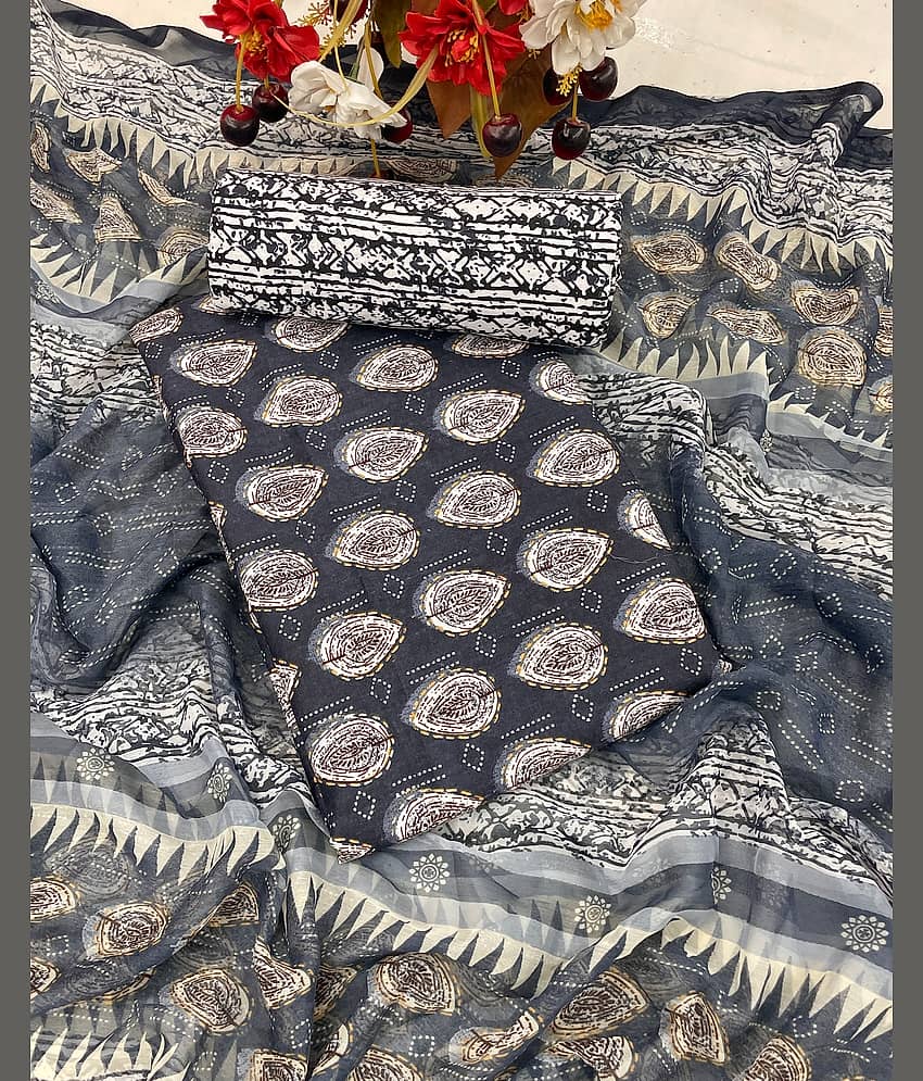 gufrina Women Cotton Unstitched Dress Material ( Black ) - Unstitched Fabrics | Buy online on ZillyBuy