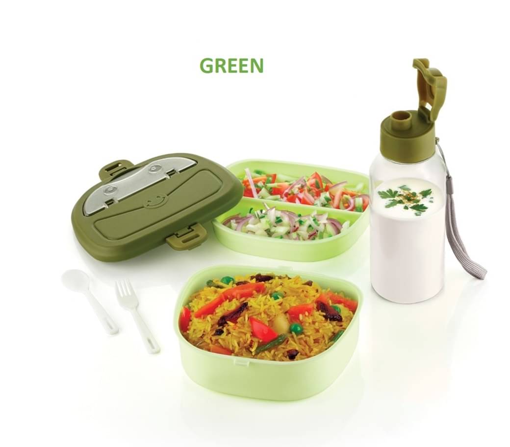 iview kitchenware - Green Plastic Lunch Box With Bottle ( Pack of 1 ) iview kitchenware - Green Plastic Lunch Box With Bottle ( Pack of 1 )