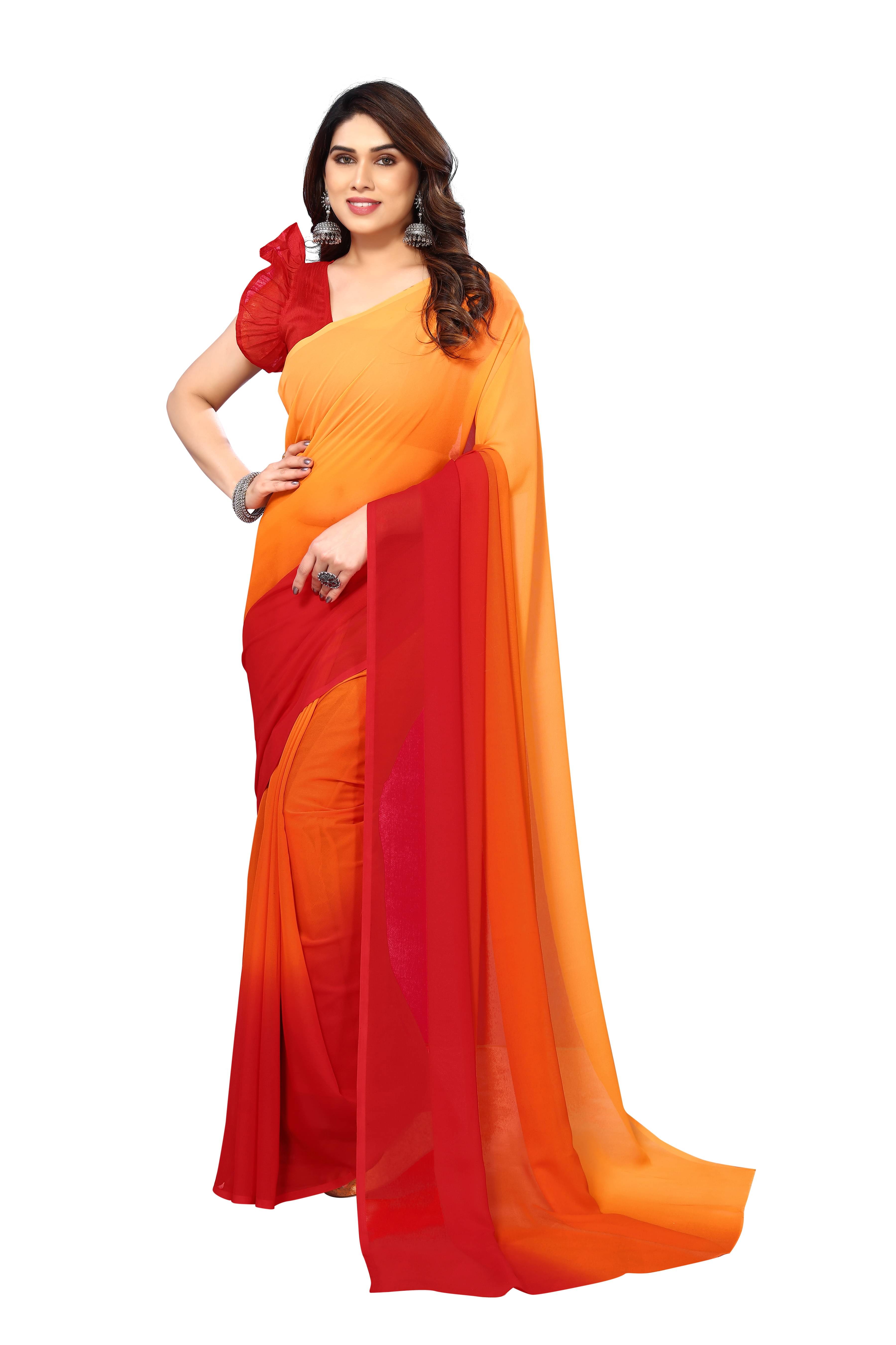     			ANAND SAREES Georgette Solid Ilkal Saree With Unstitched Blouse Piece ( Red )