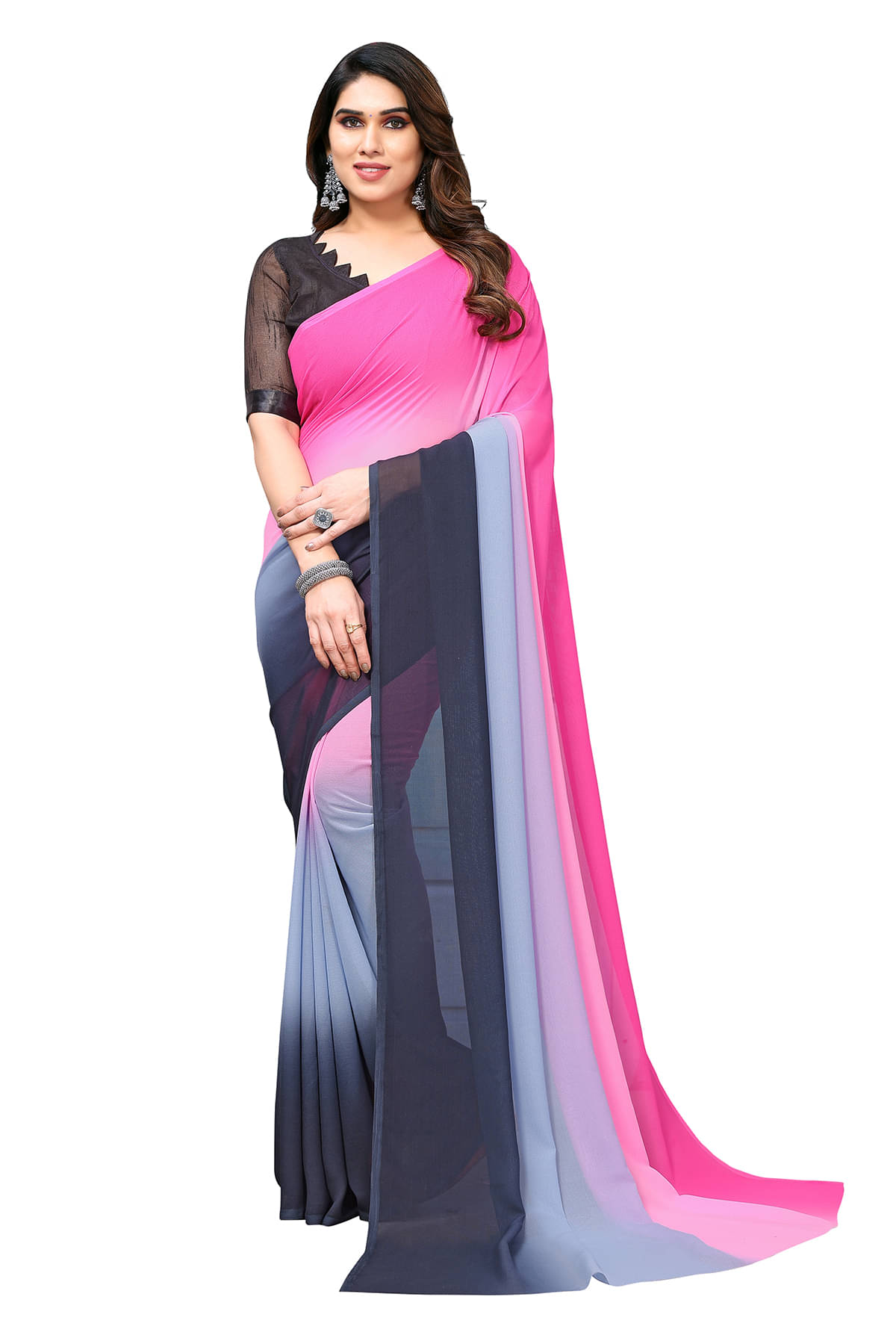     			ANAND SAREES Georgette Solid Ilkal Saree With Unstitched Blouse Piece ( Multicolor )