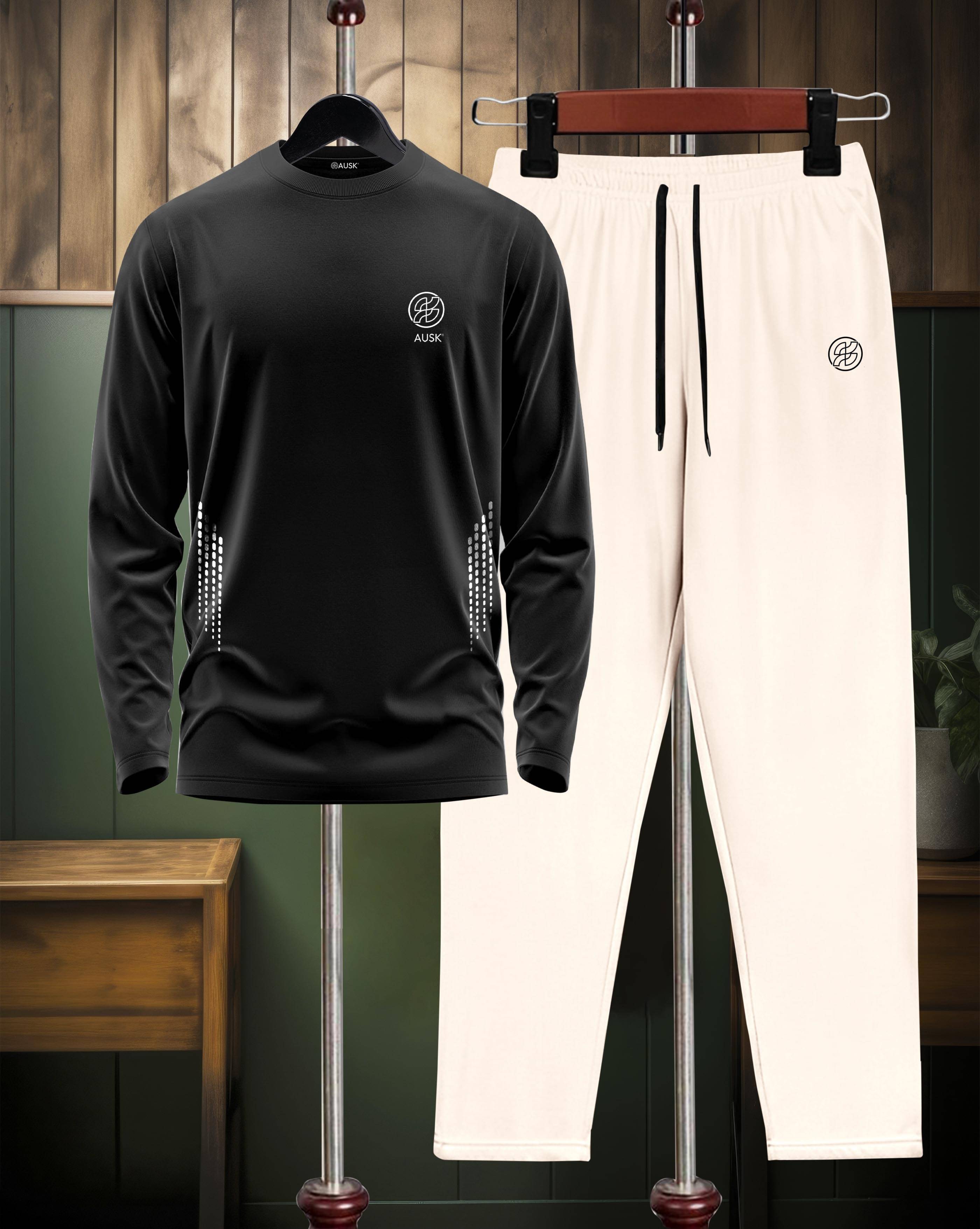 AUSK Black Cotton Blend Relaxed Fit Men's Tracksuit ( Pack of 1 ) AUSK Black Cotton Blend Relaxed Fit Men's Tracksuit ( Pack of 1 )