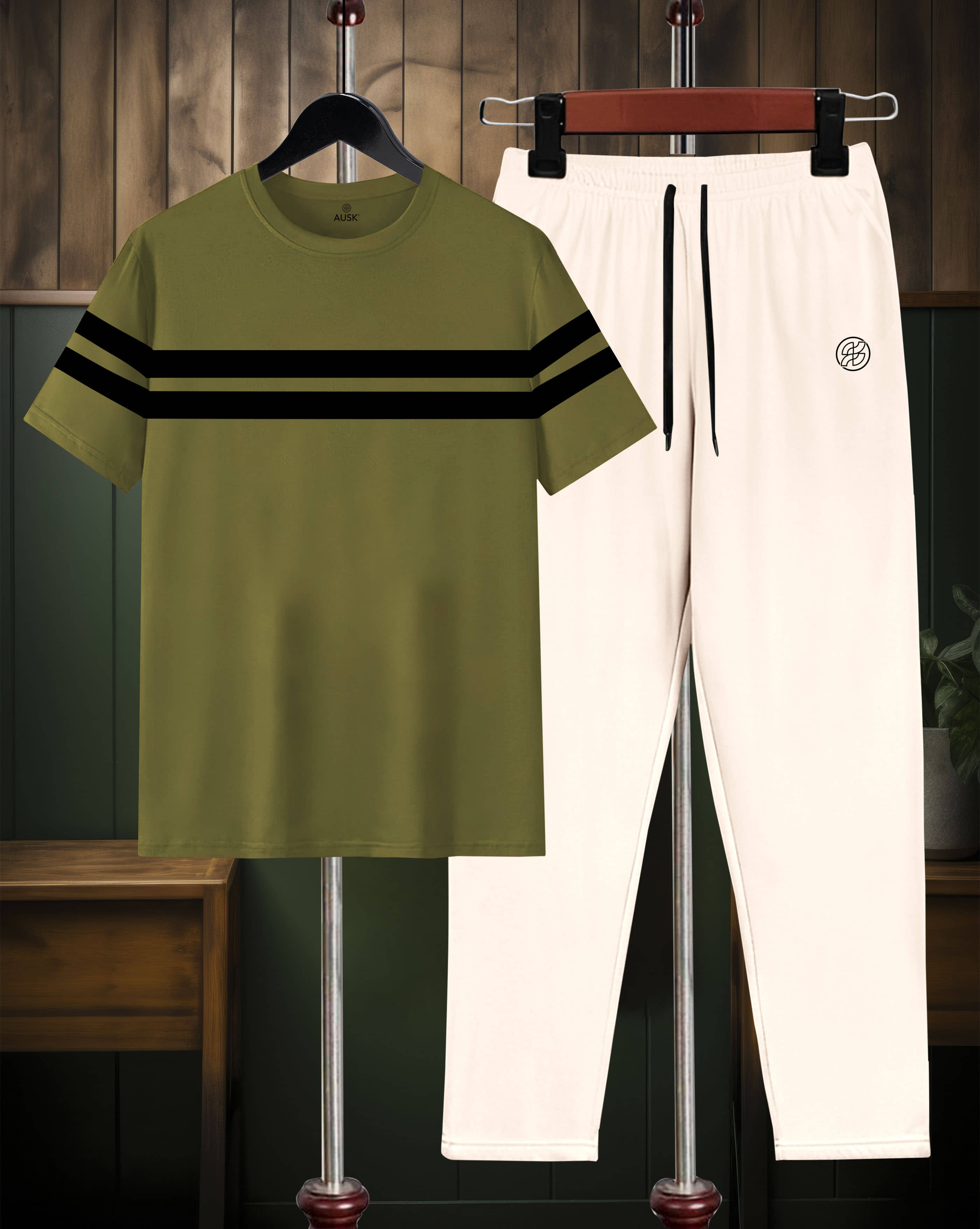 AUSK Green Cotton Blend Relaxed Fit Men's Tracksuit ( Pack of 1 )