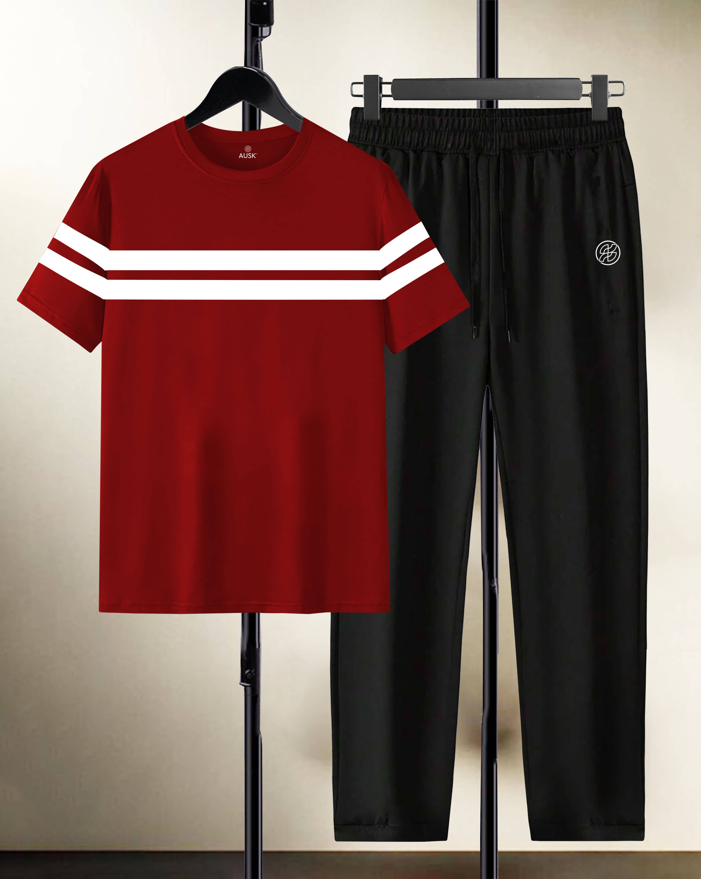 AUSK Maroon Cotton Blend Relaxed Fit Men's Tracksuit ( Pack of 1 )