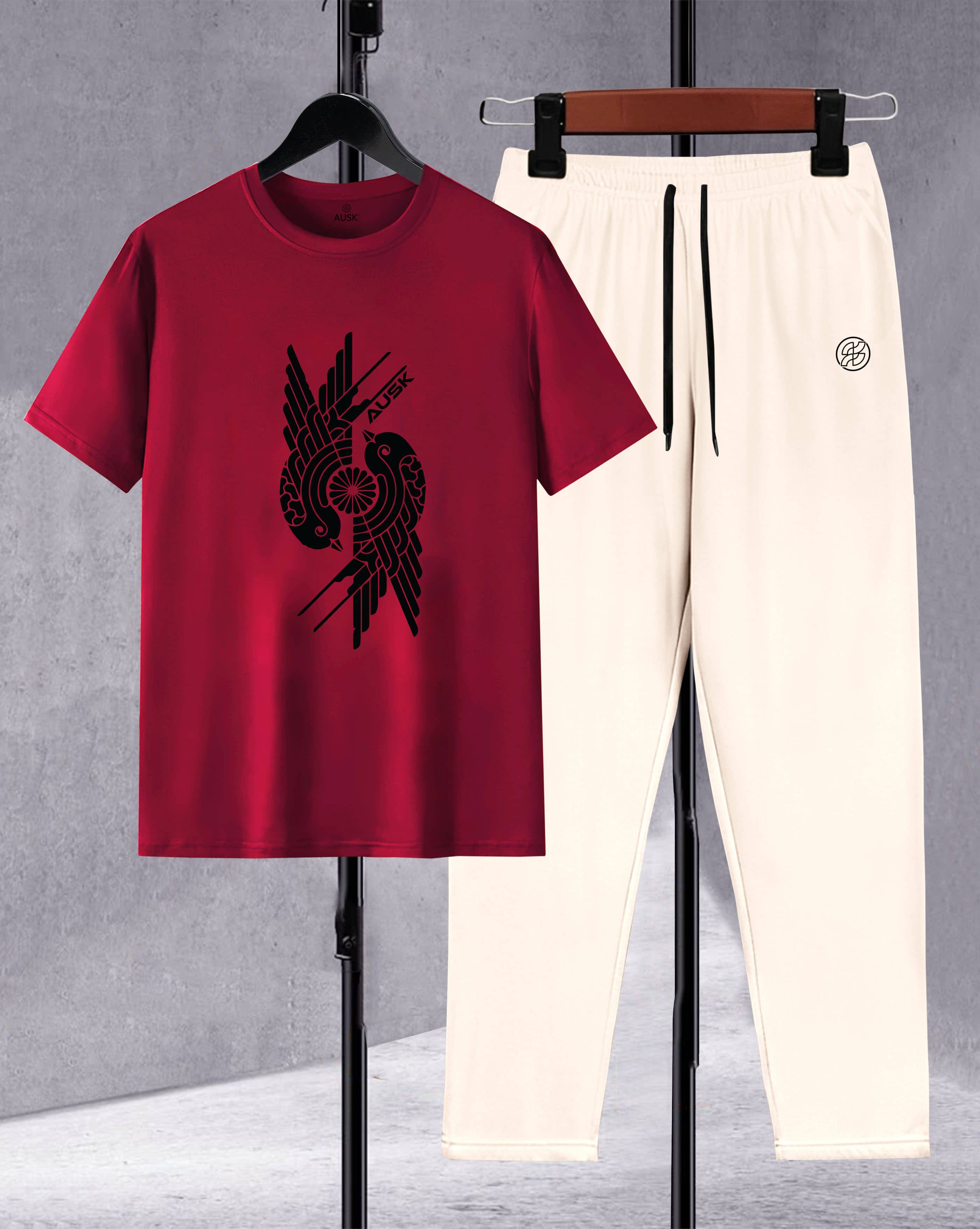 AUSK Maroon Cotton Blend Relaxed Fit Men's Tracksuit ( Pack of 1 )