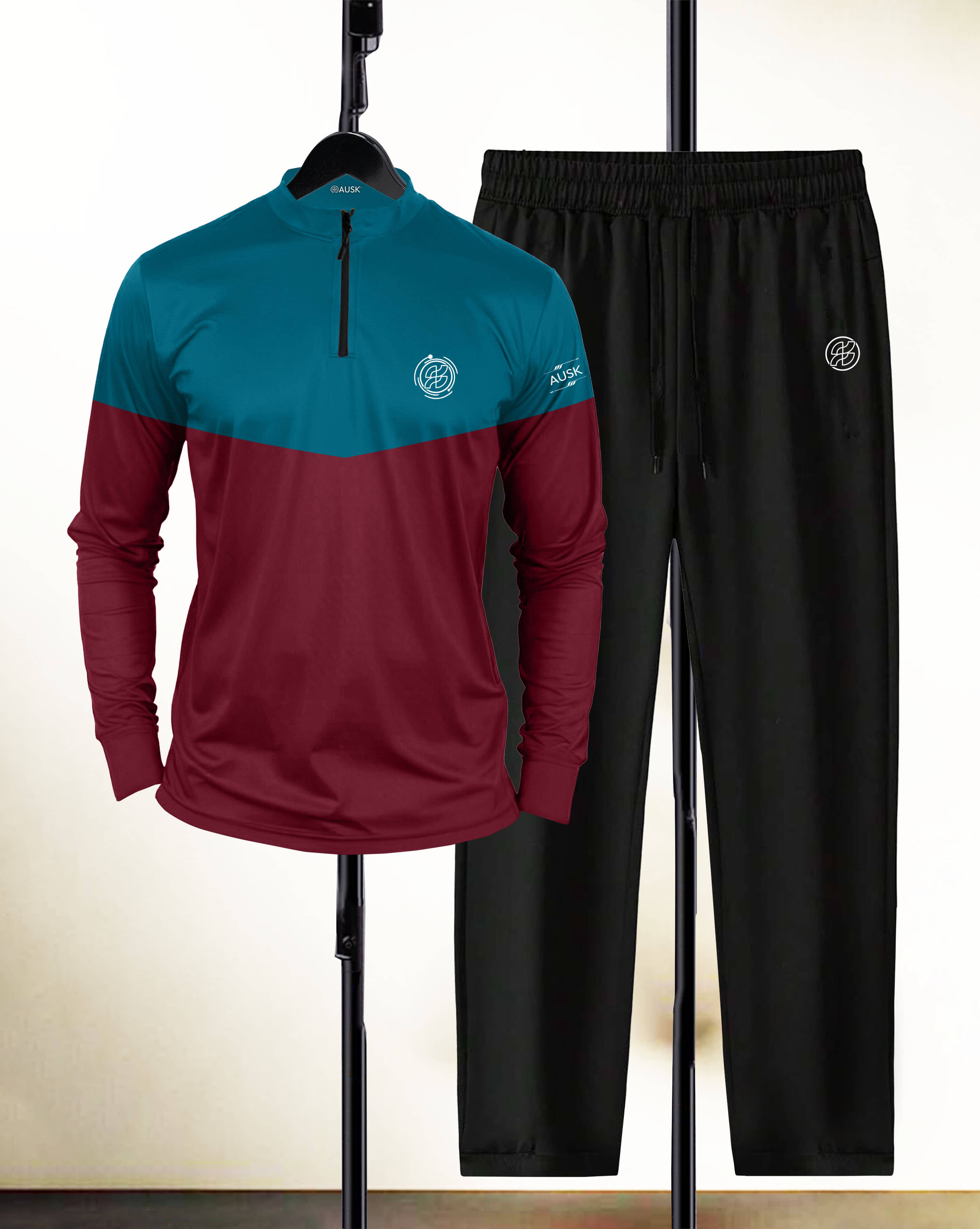 AUSK Teal Cotton Blend Relaxed Fit Men's Tracksuit ( Pack of 1 )