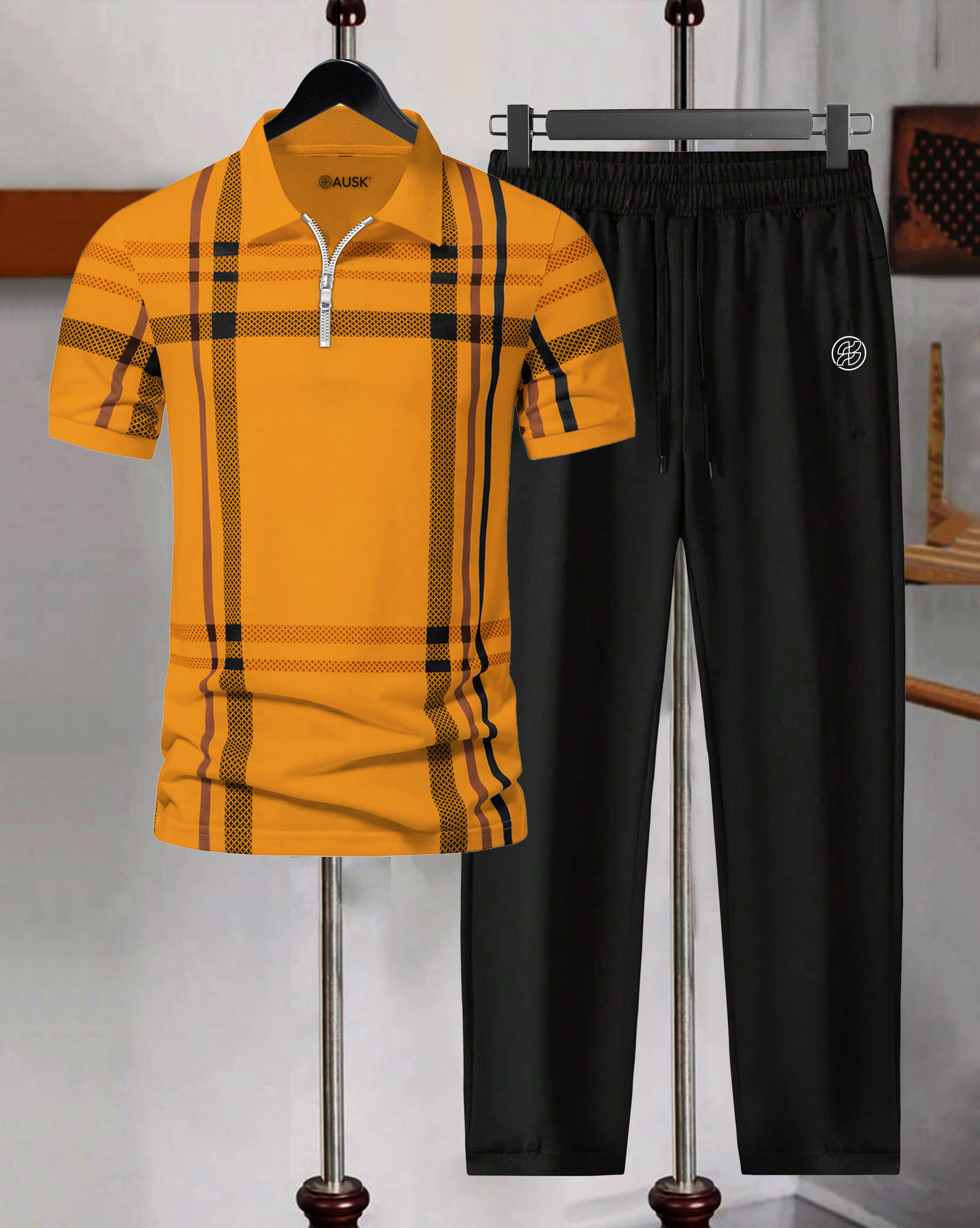 AUSK Mustard Cotton Blend Relaxed Fit Men's Tracksuit ( Pack of 1 )