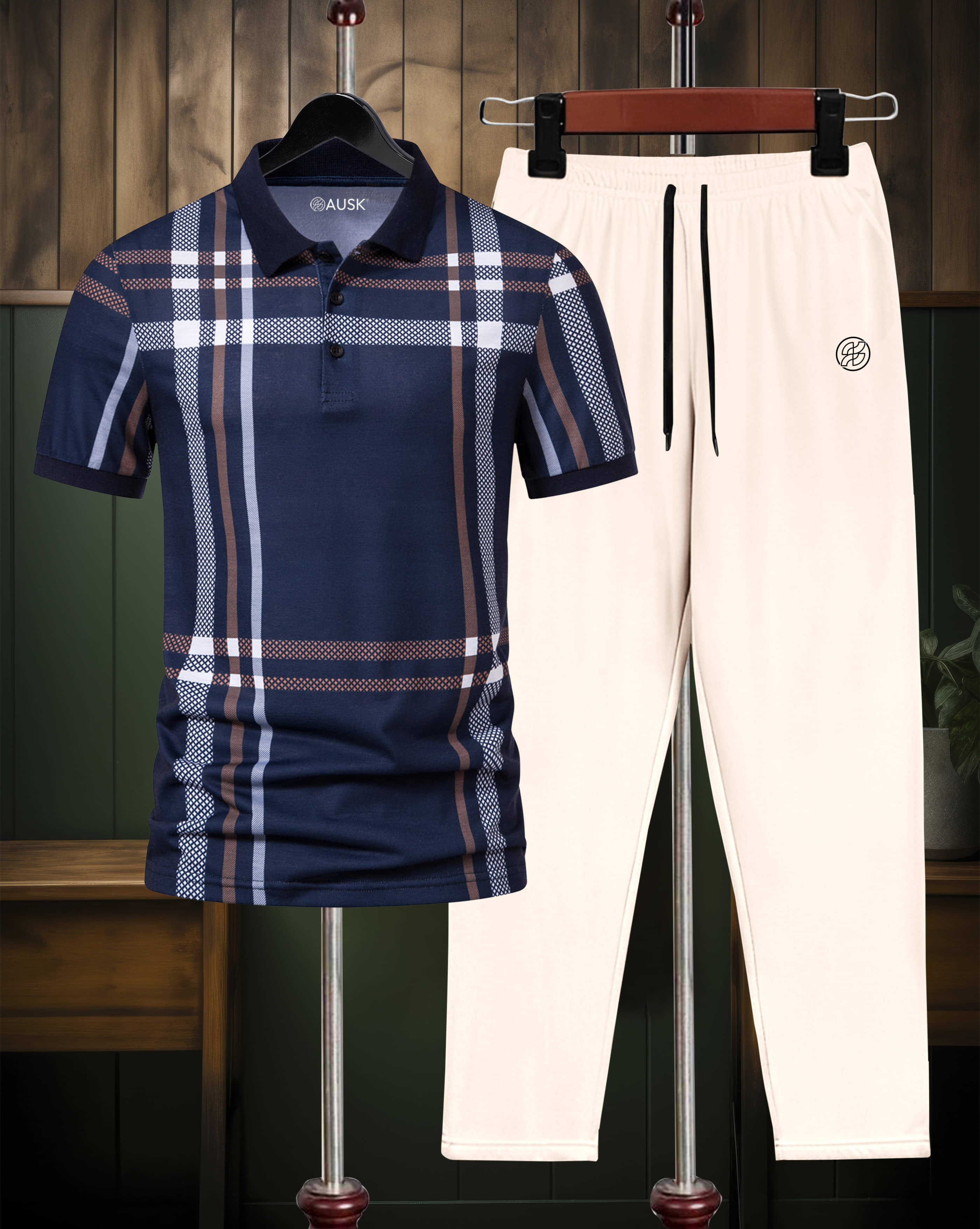 AUSK Navy Blue Cotton Blend Relaxed Fit Men's Tracksuit ( Pack of 1 )