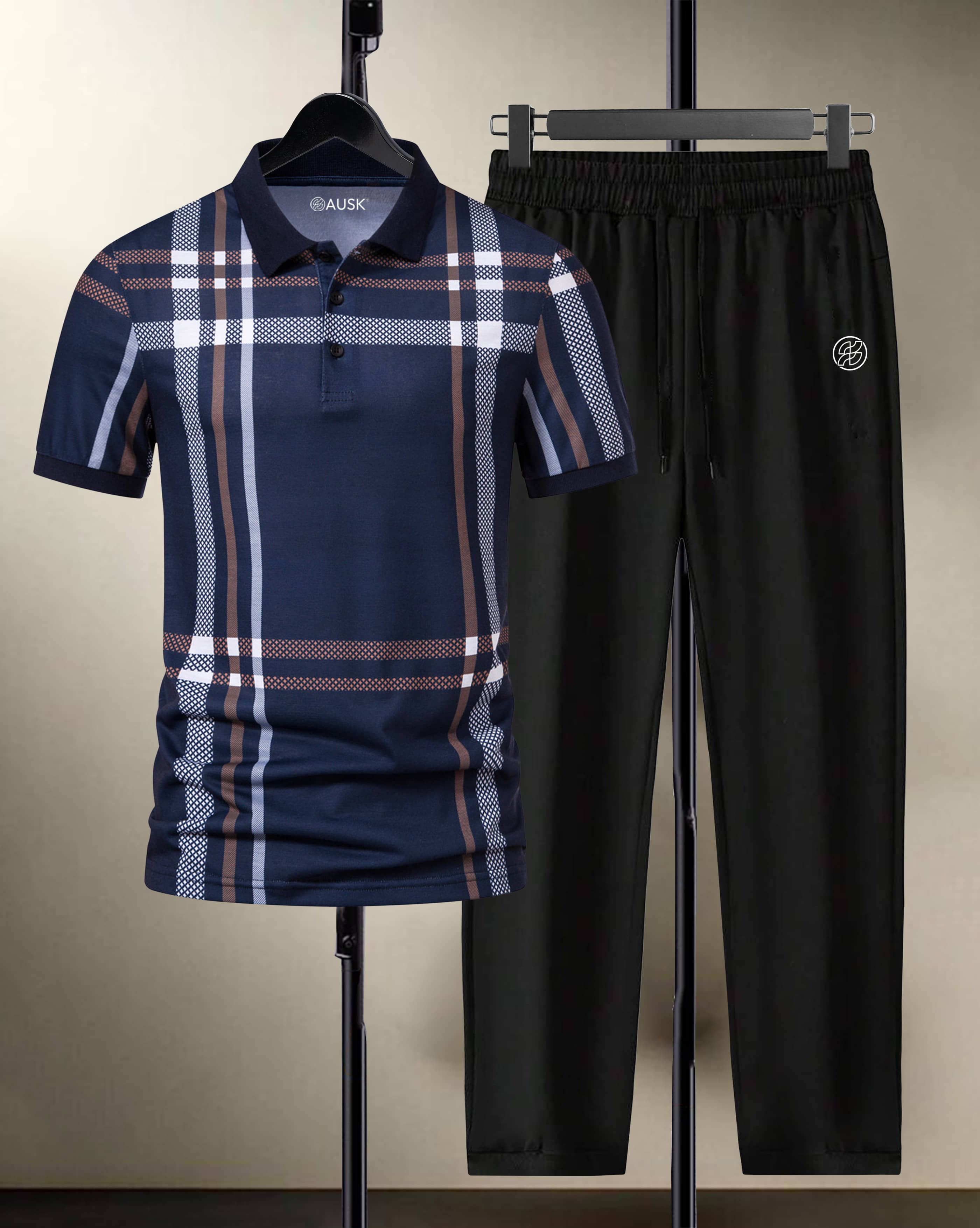 AUSK Navy Blue Cotton Blend Relaxed Fit Men's Tracksuit ( Pack of 1 )