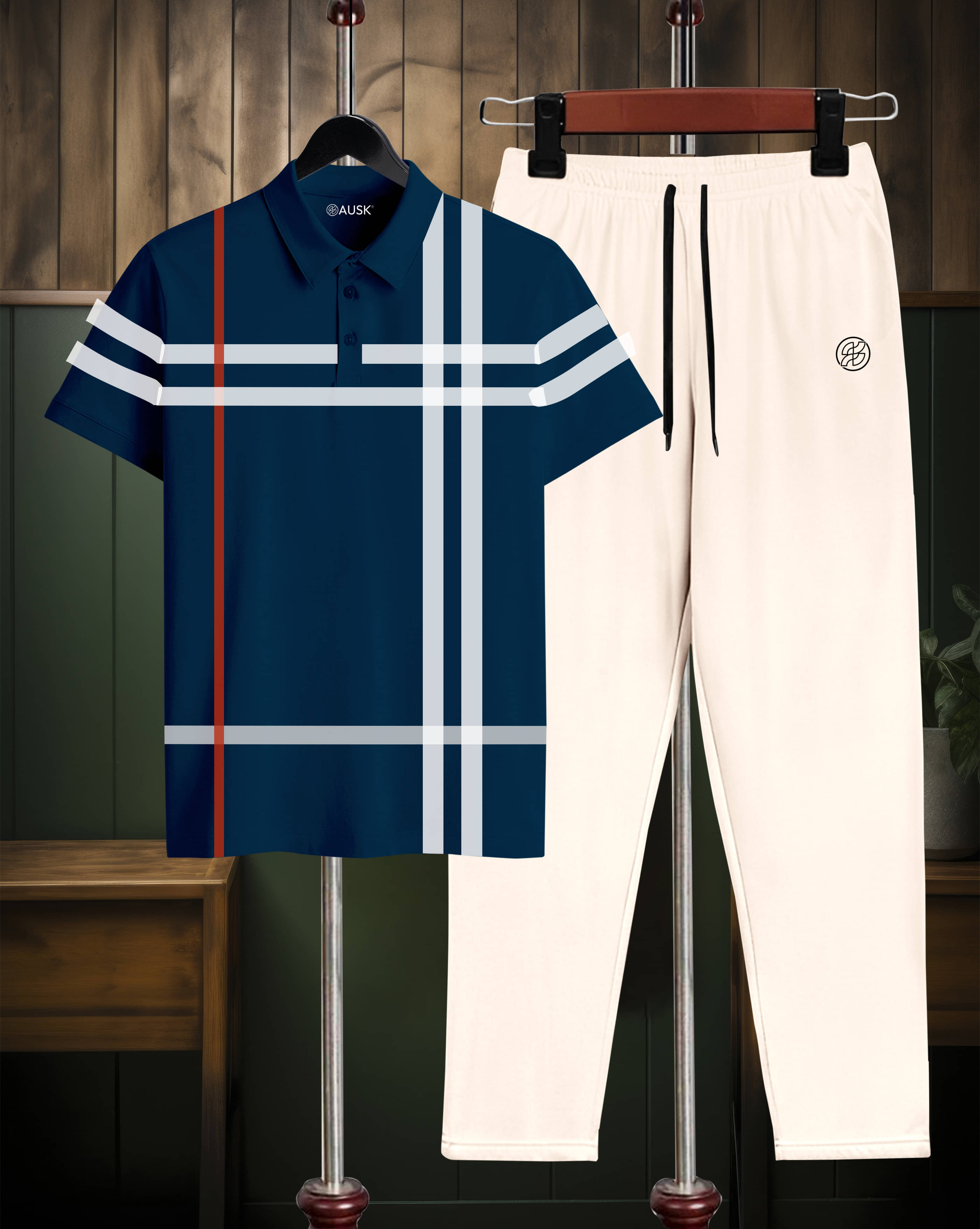     			AUSK Navy Blue Cotton Blend Relaxed Fit Men's Tracksuit ( Pack of 1 )