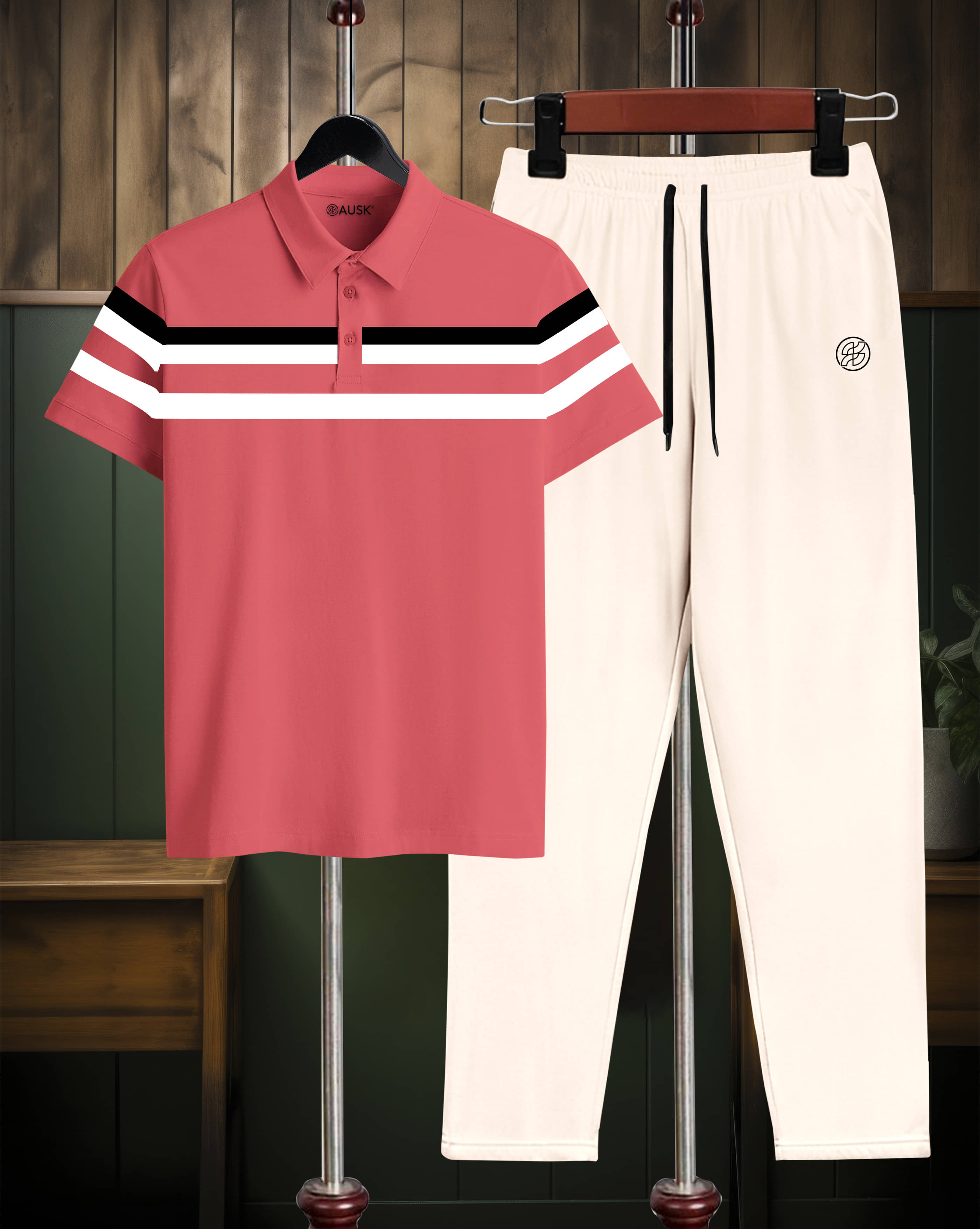 AUSK Peach Cotton Blend Relaxed Fit Men's Tracksuit ( Pack of 1 )