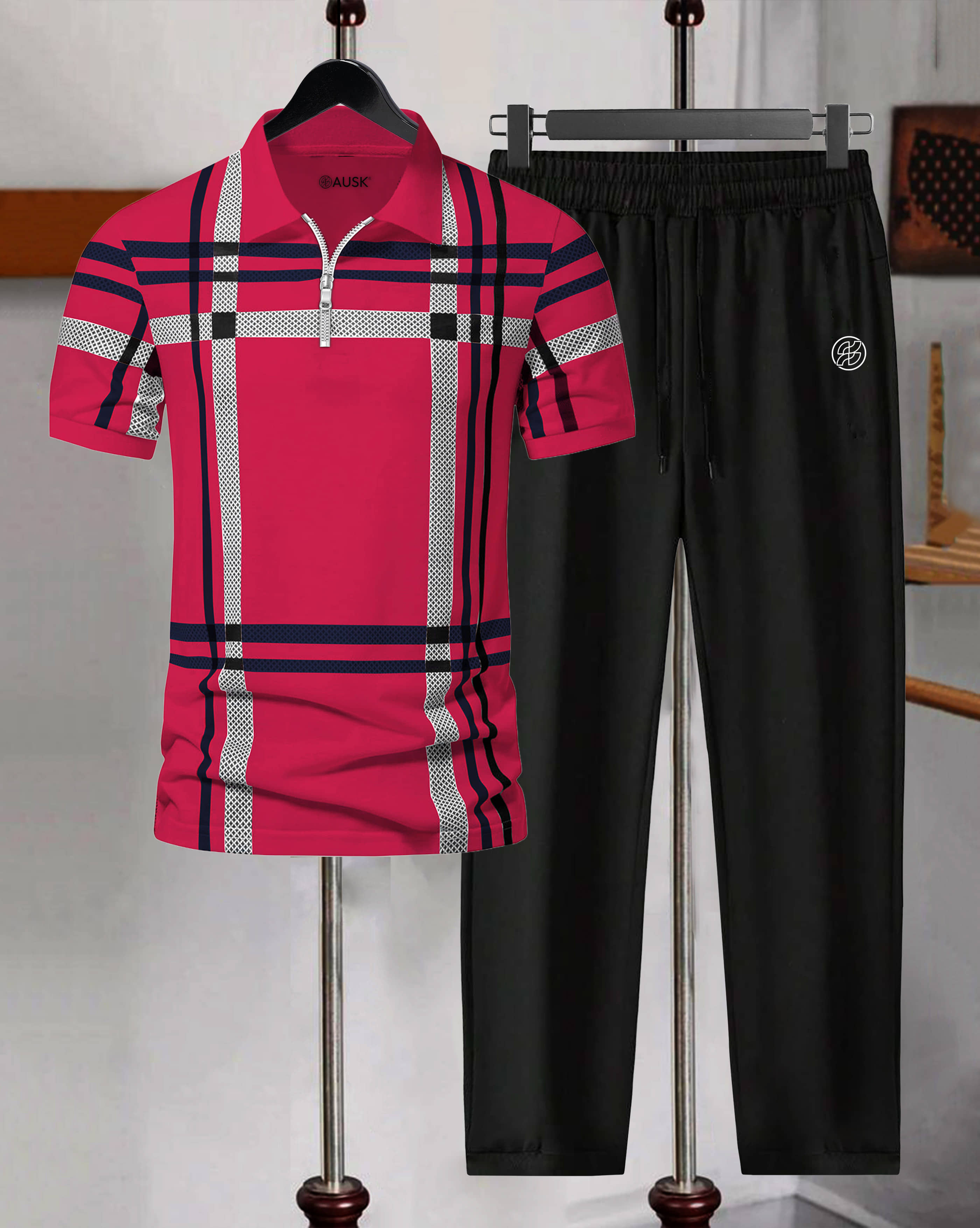 AUSK Pink Cotton Blend Relaxed Fit Men's Tracksuit ( Pack of 1 )