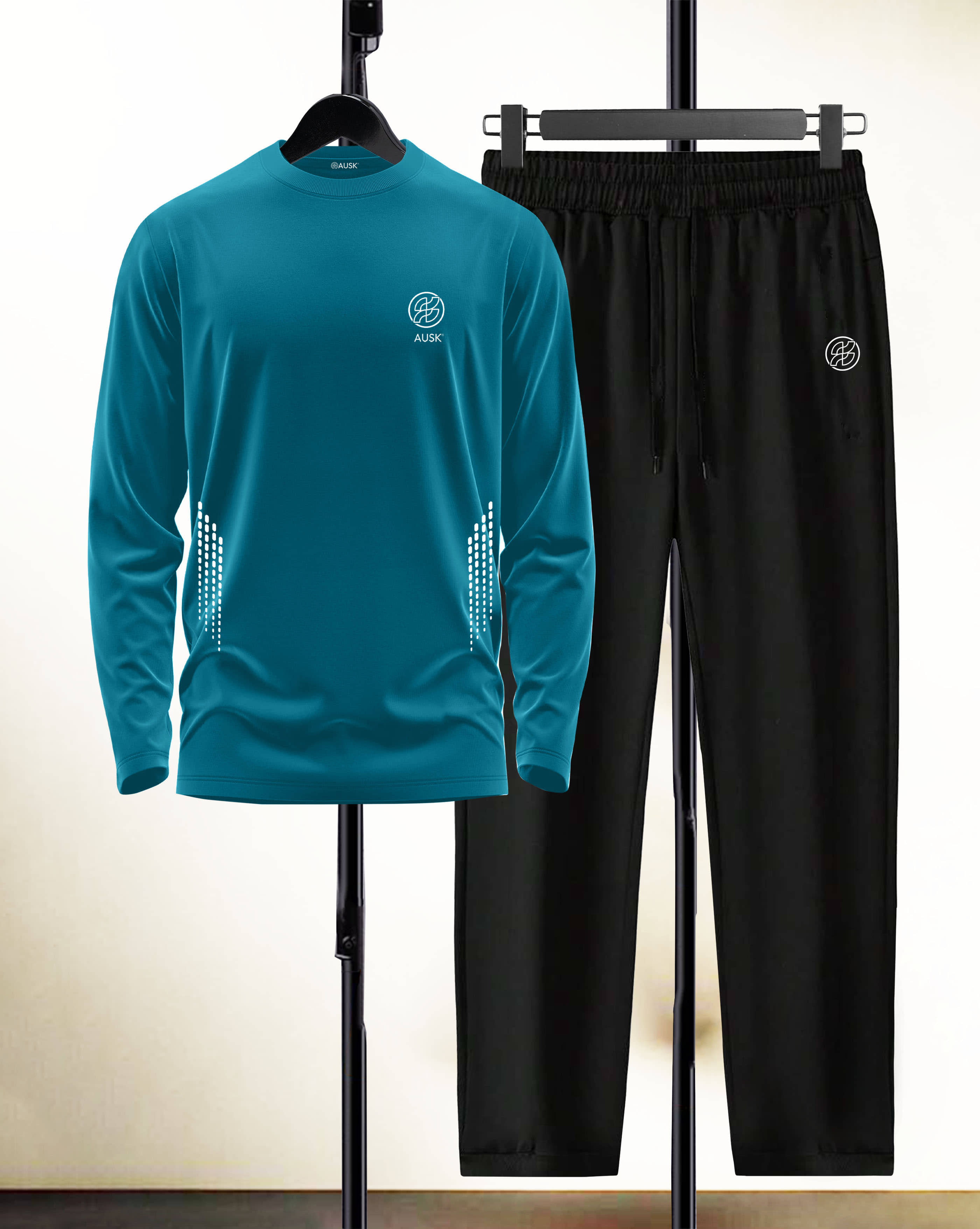 AUSK Teal Cotton Blend Relaxed Fit Men's Tracksuit ( Pack of 1 )